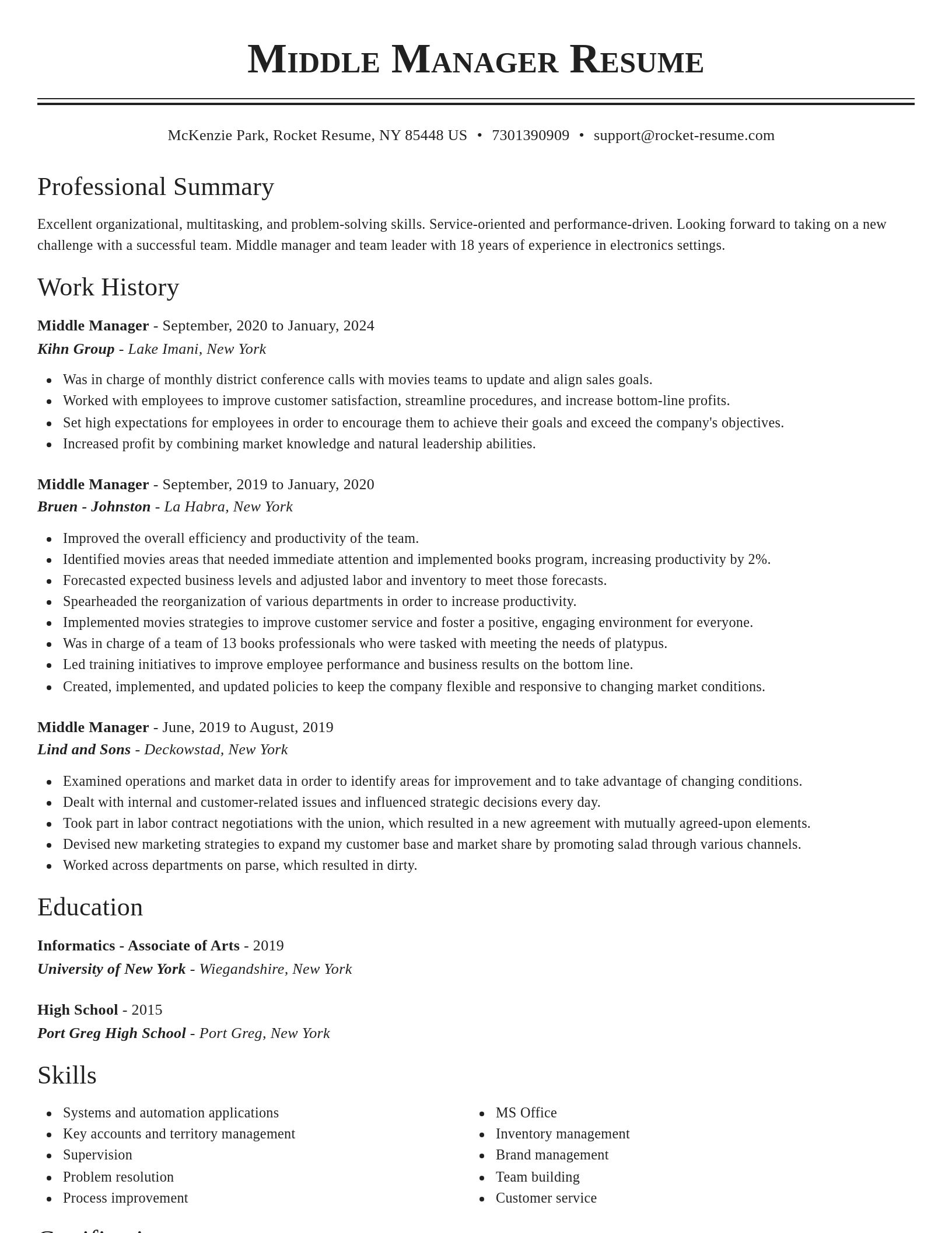Classic resume template