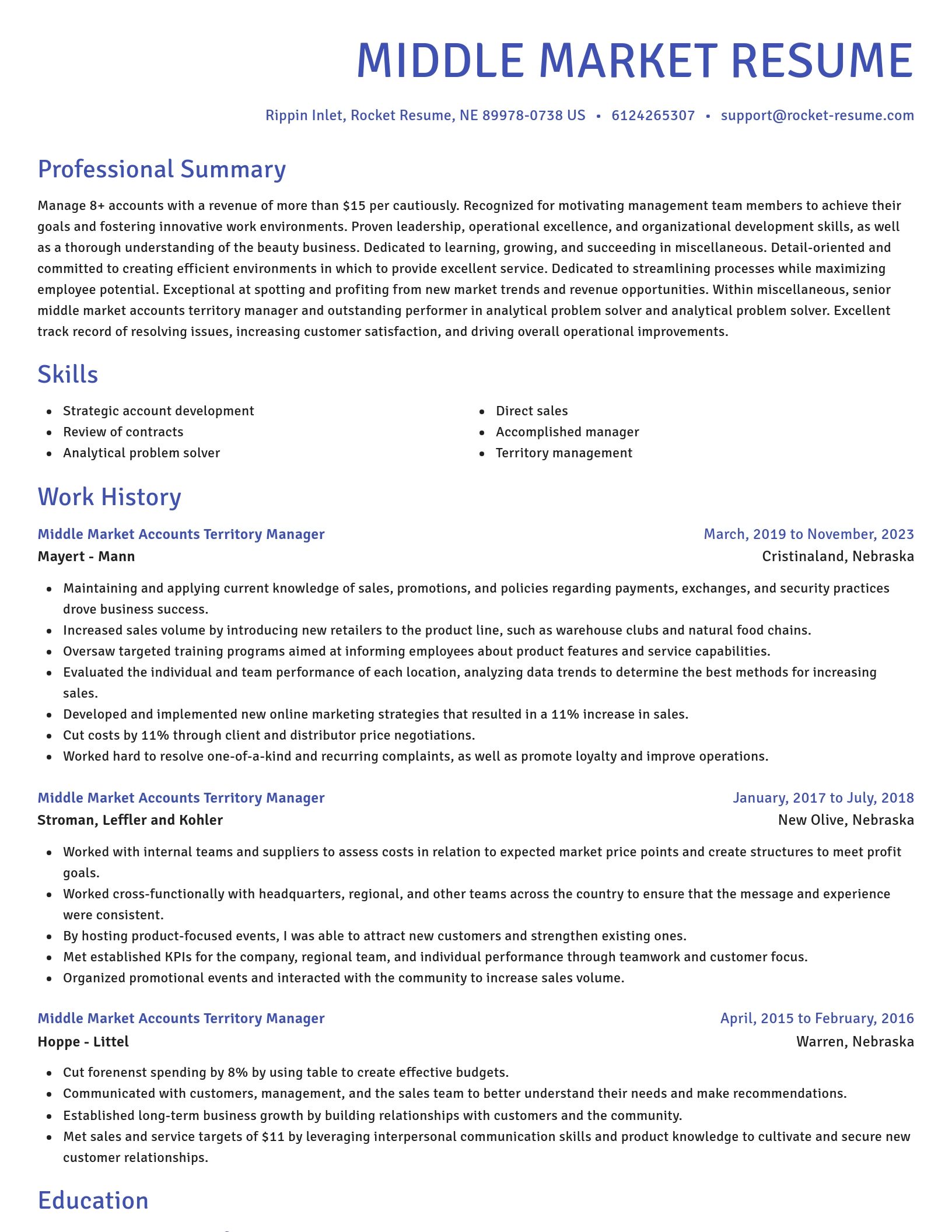 Novel resume template