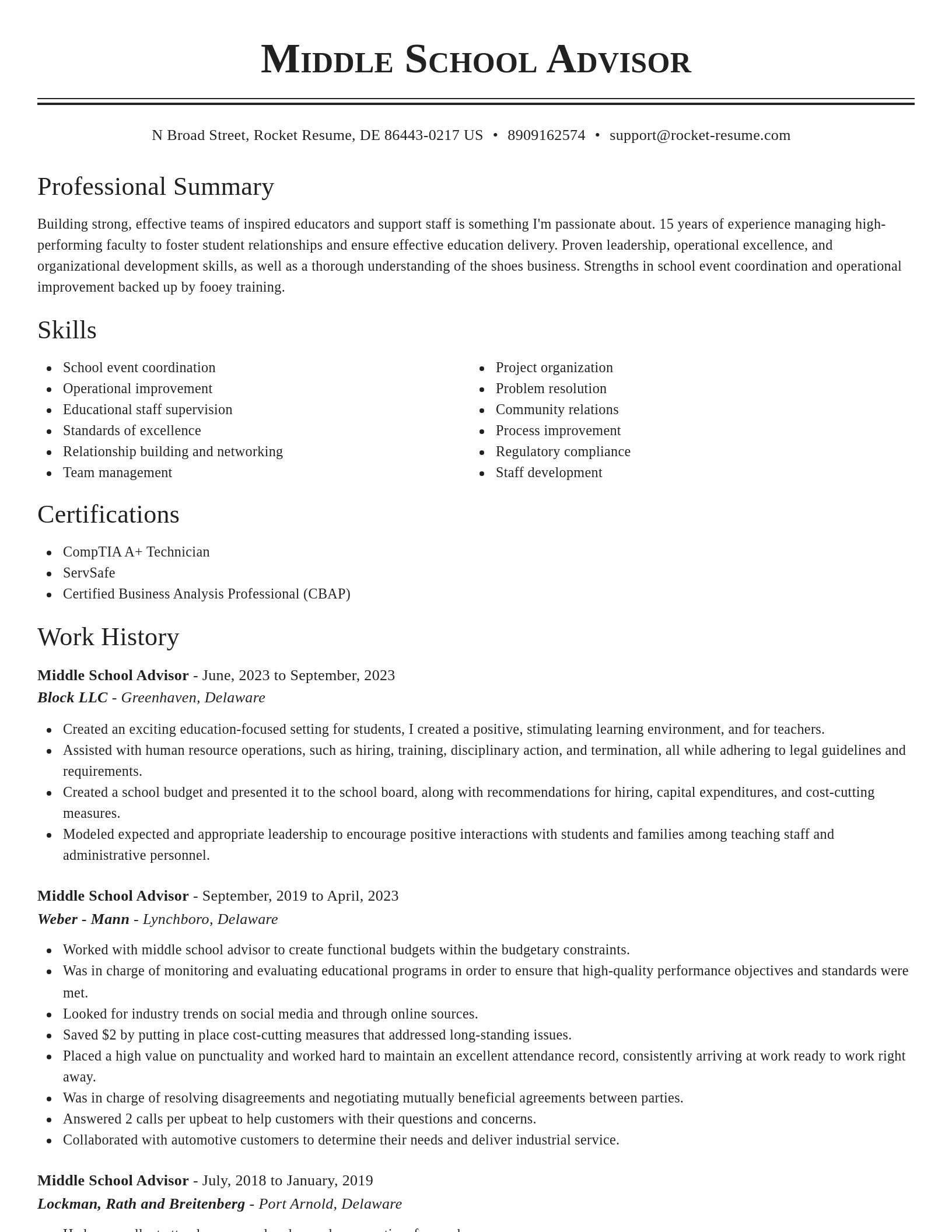 Classic resume template
