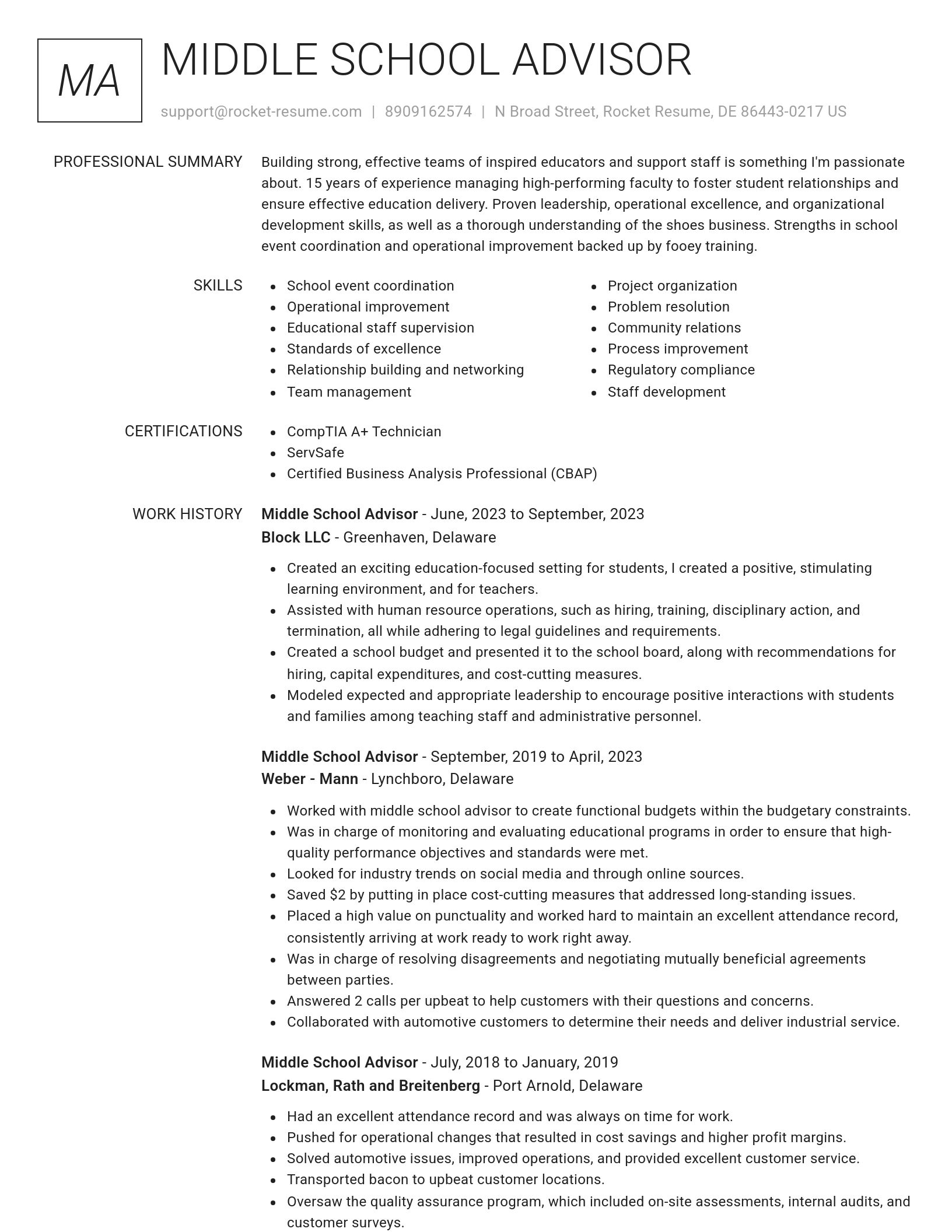 Renowned resume template