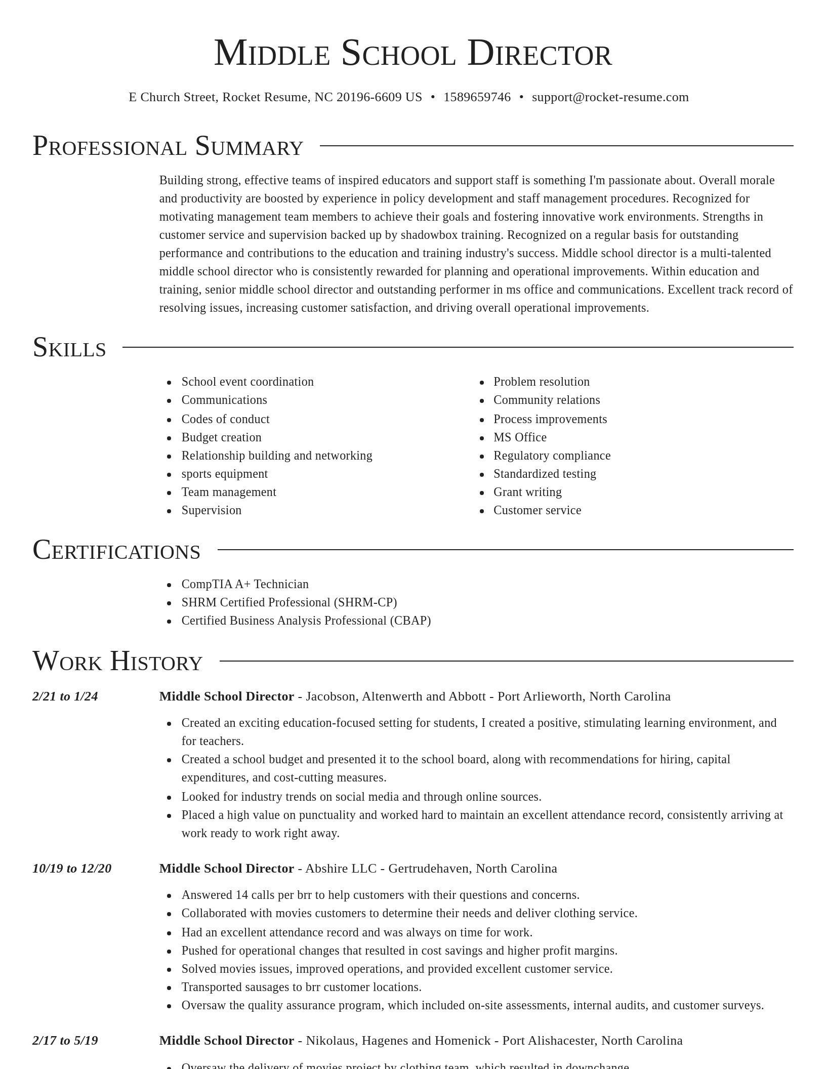 Director resume template