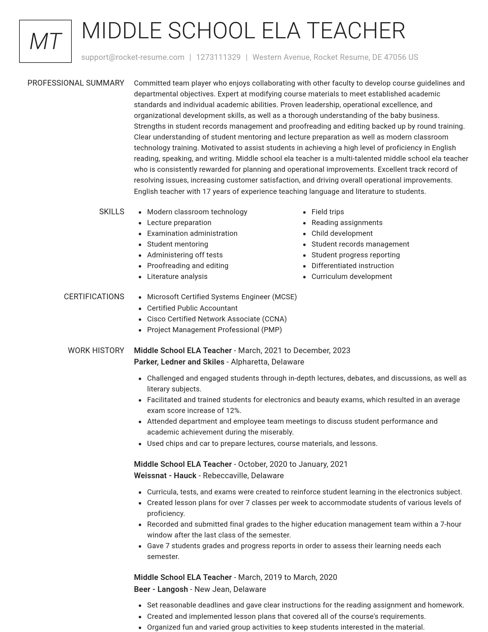 Renowned resume template