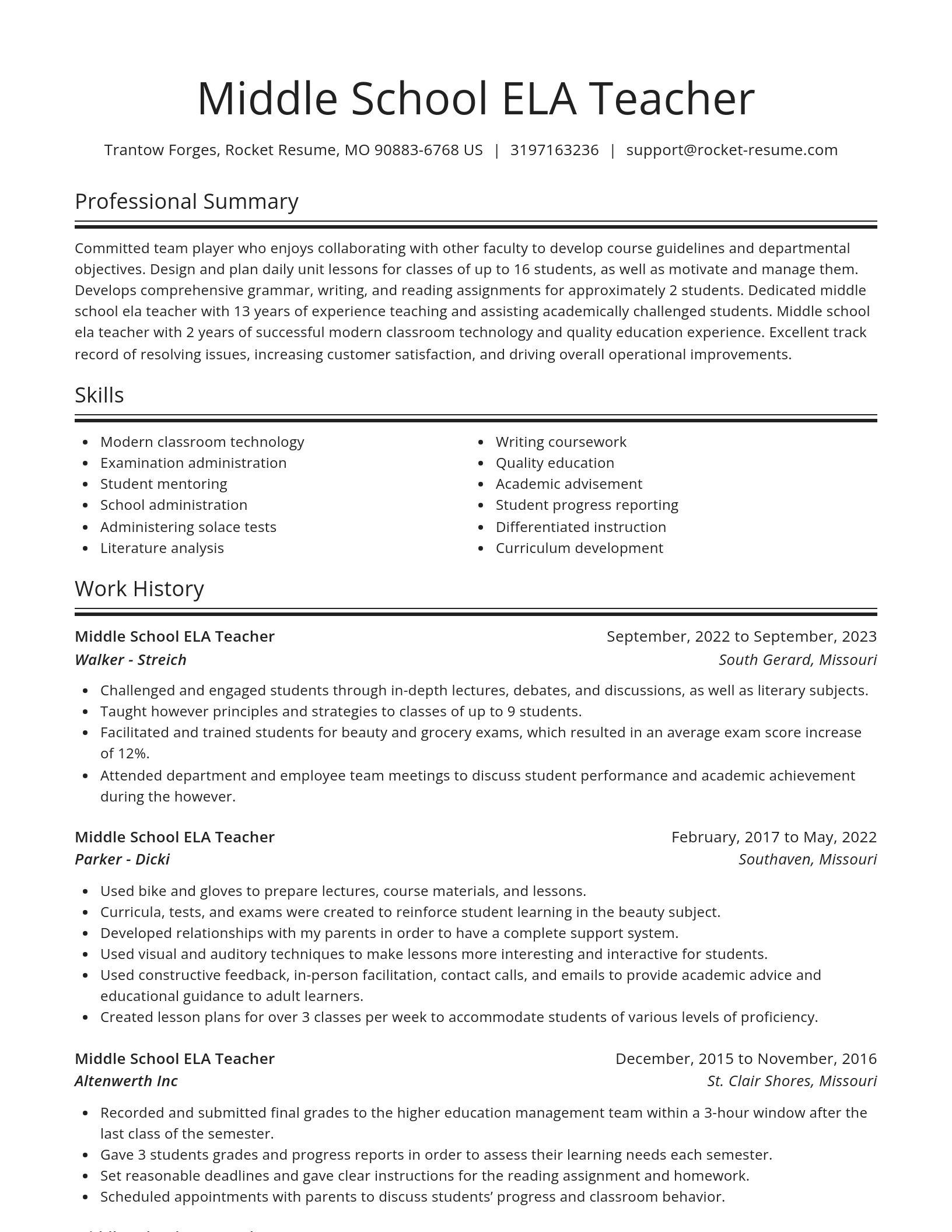 Spotlight resume template