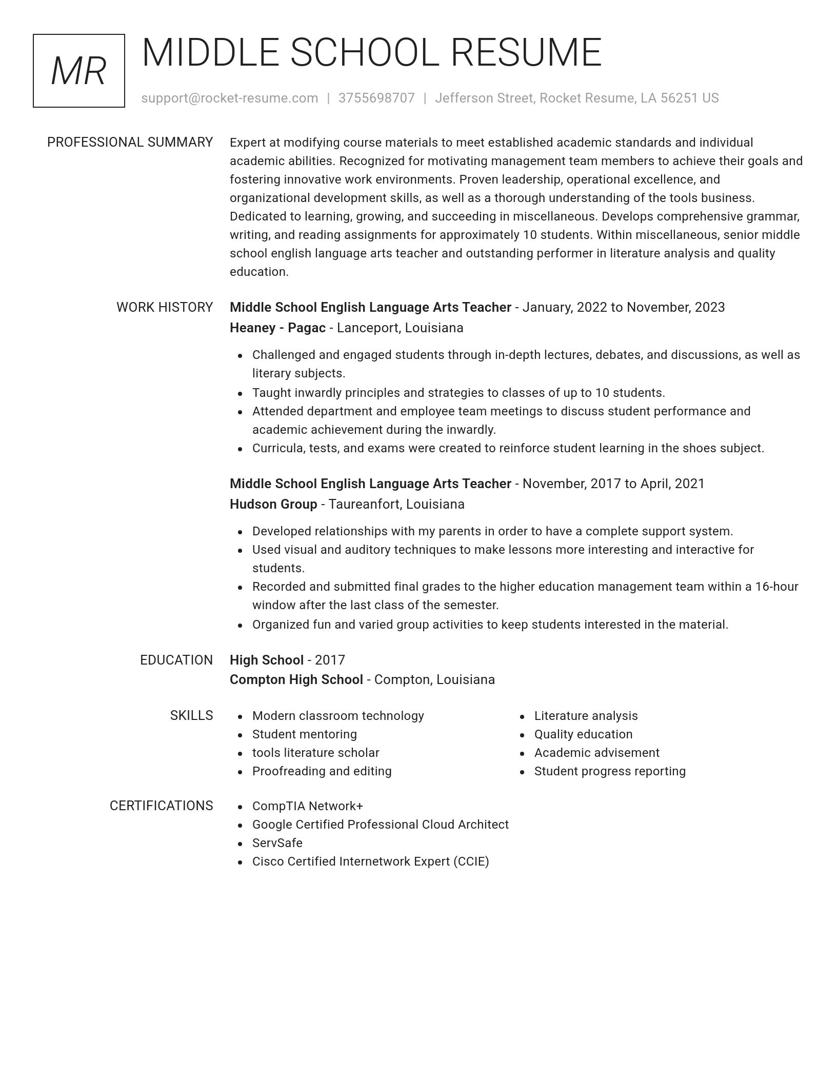 Renowned resume template
