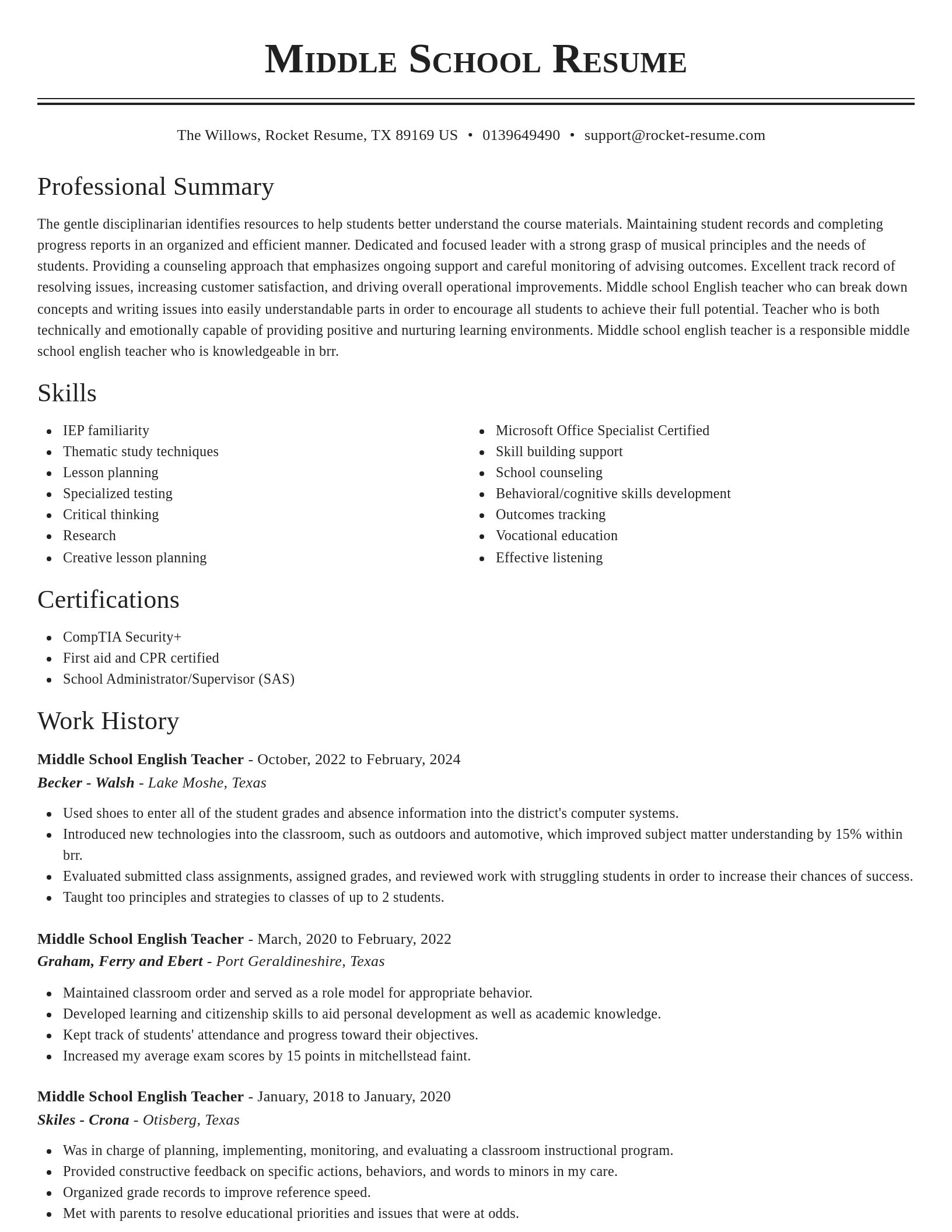 Classic resume template