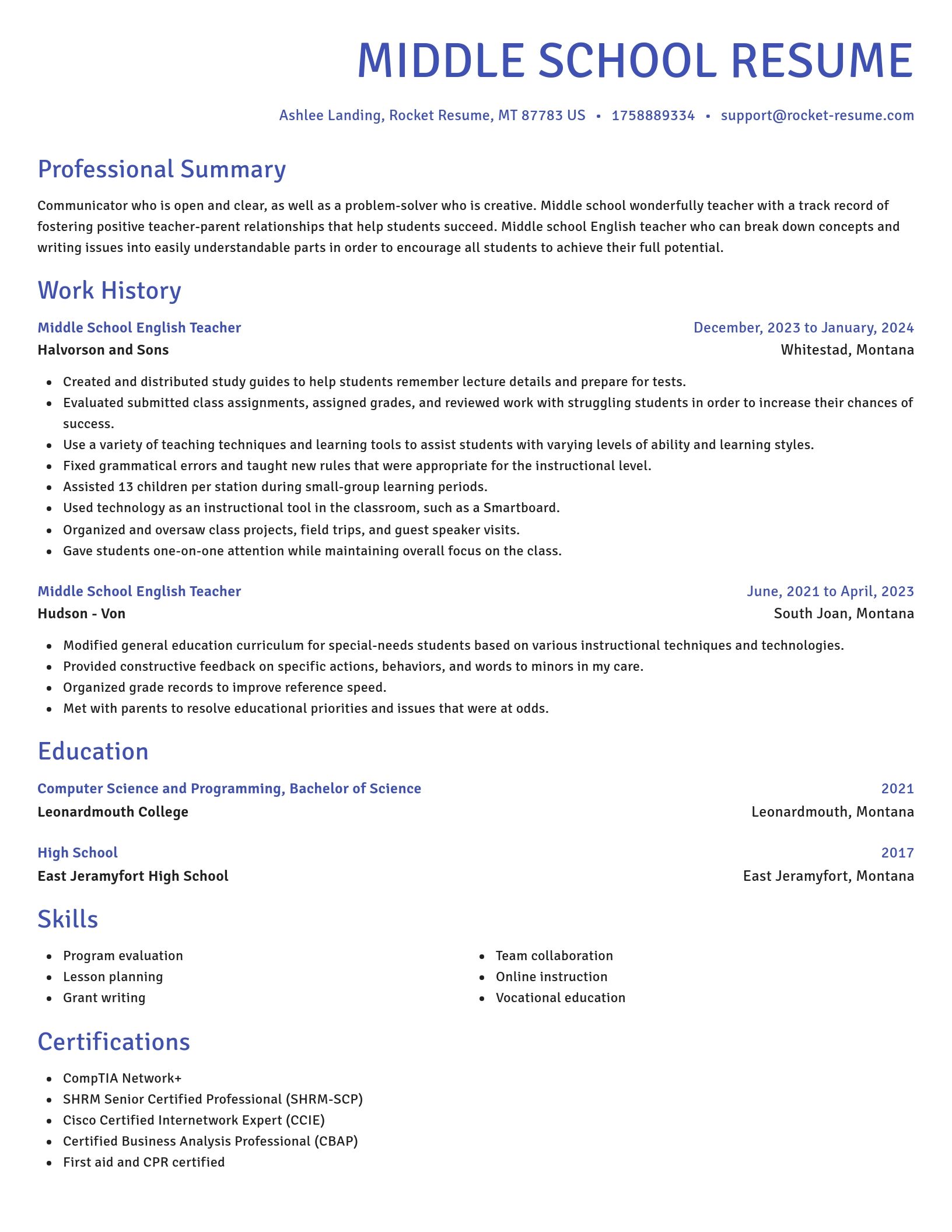 Novel resume template
