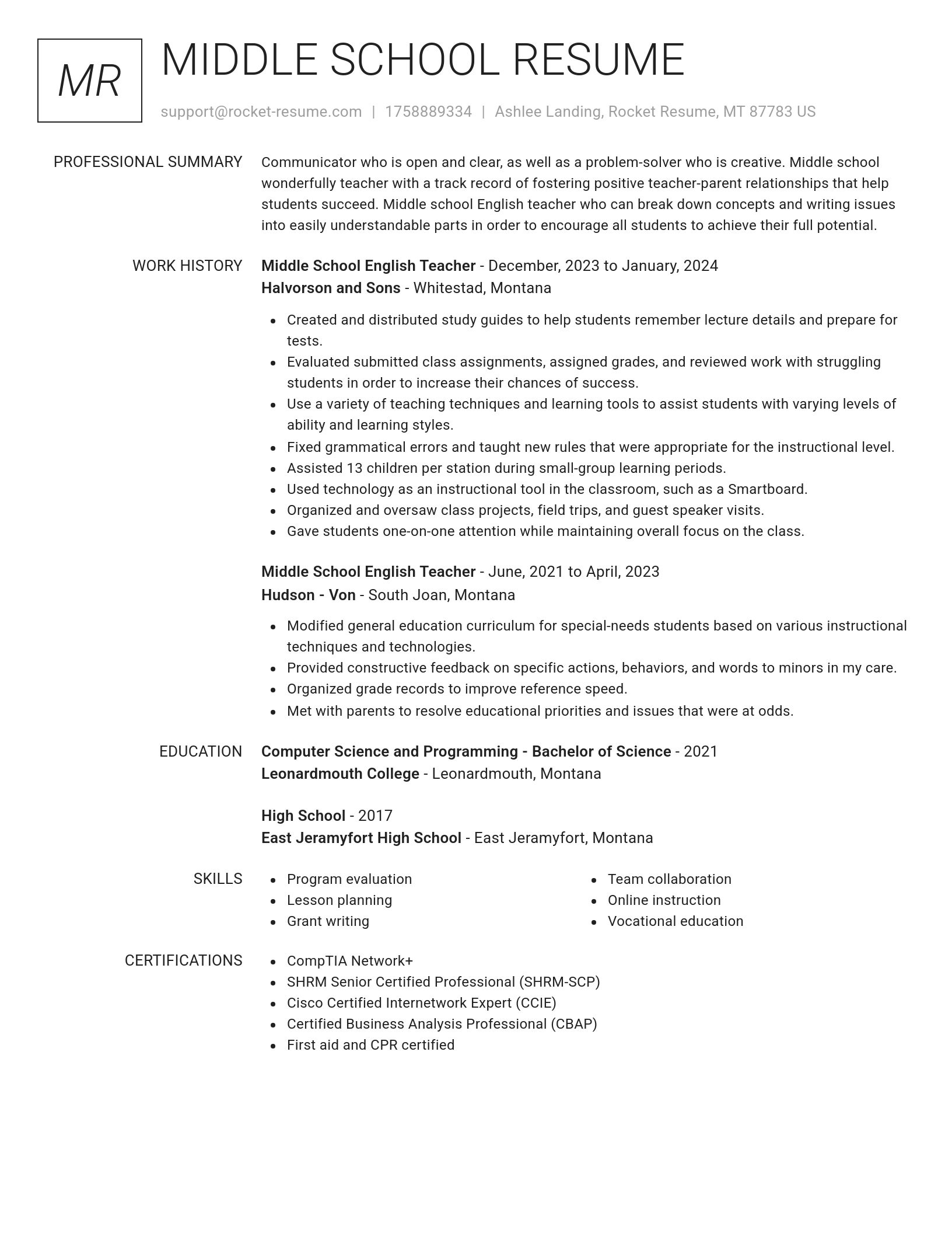 Renowned resume template