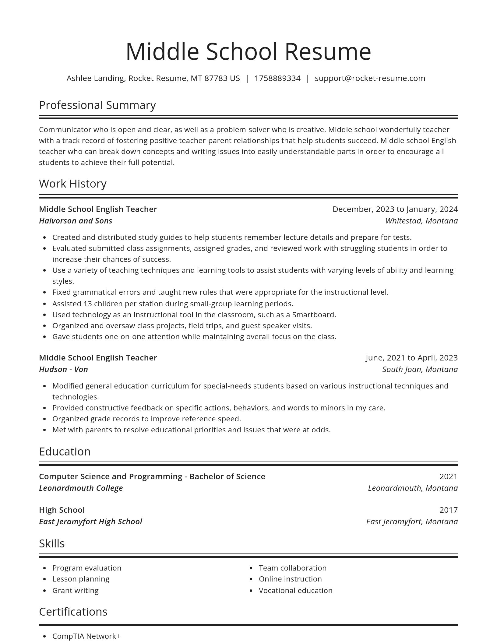 Spotlight resume template