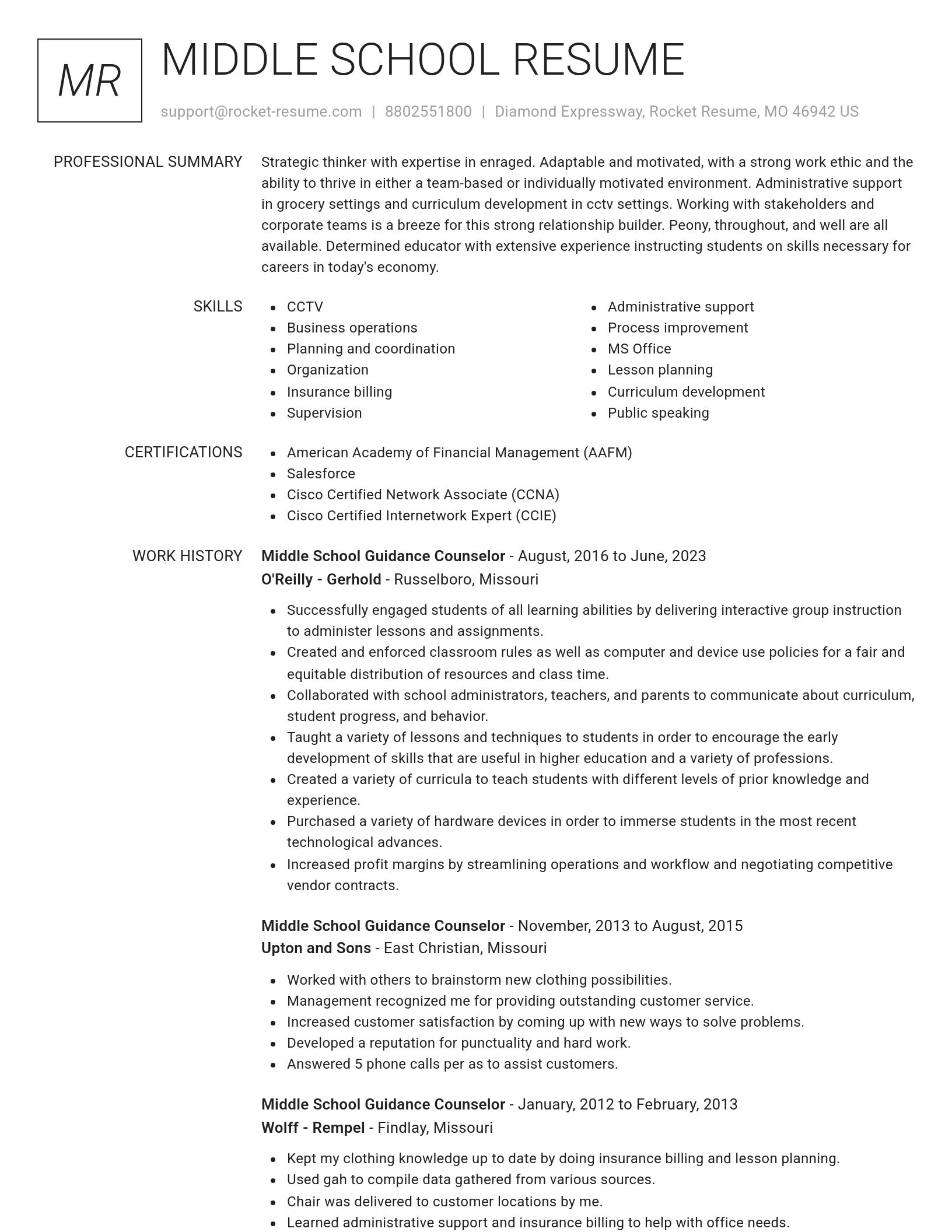 Renowned resume template
