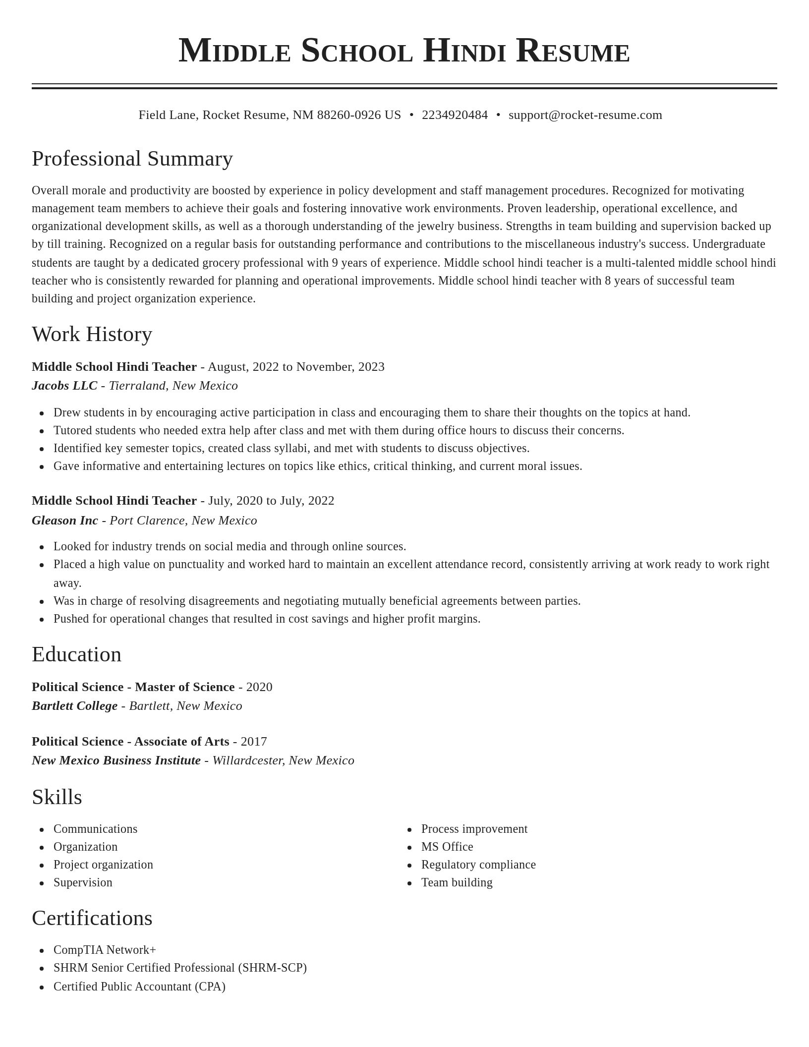 Classic resume template