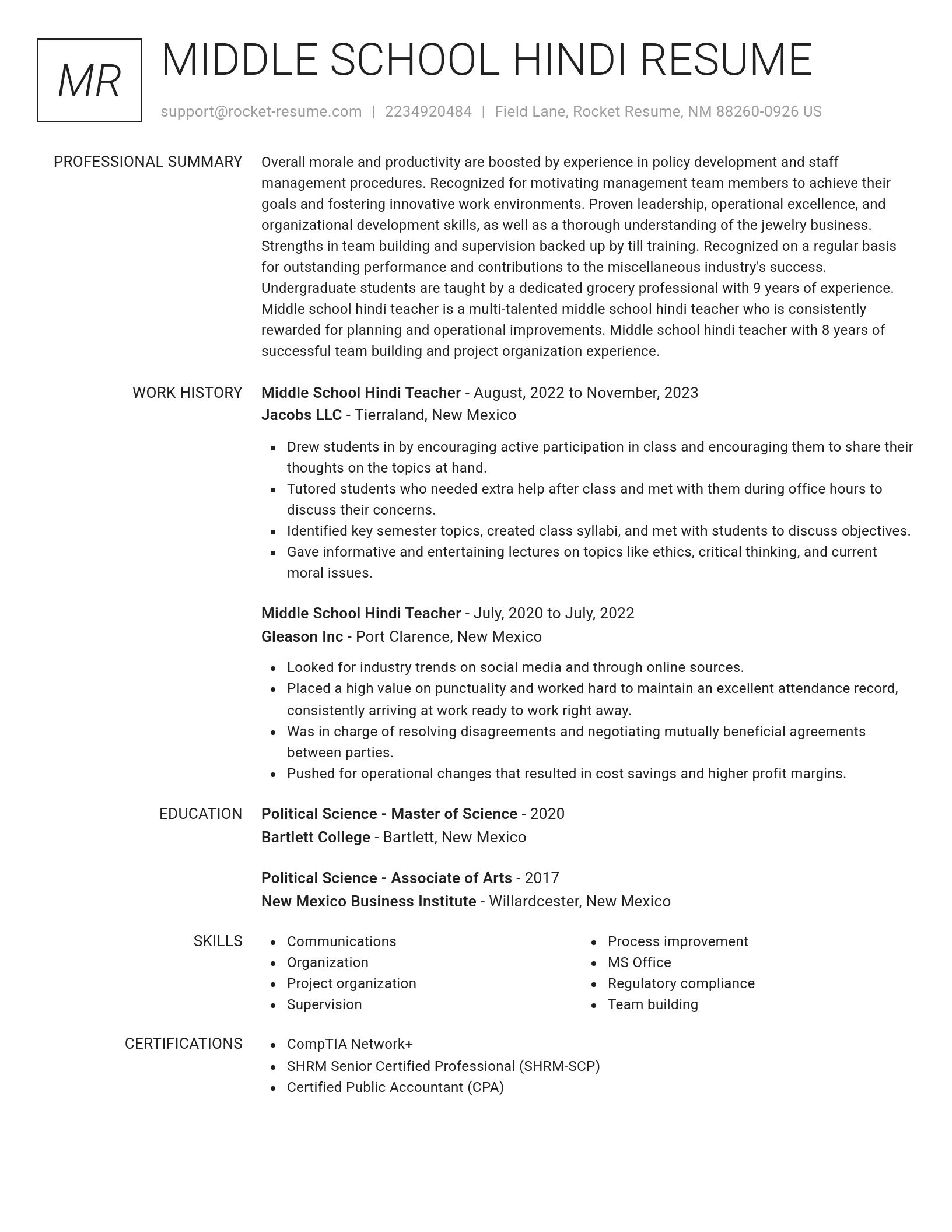 Renowned resume template