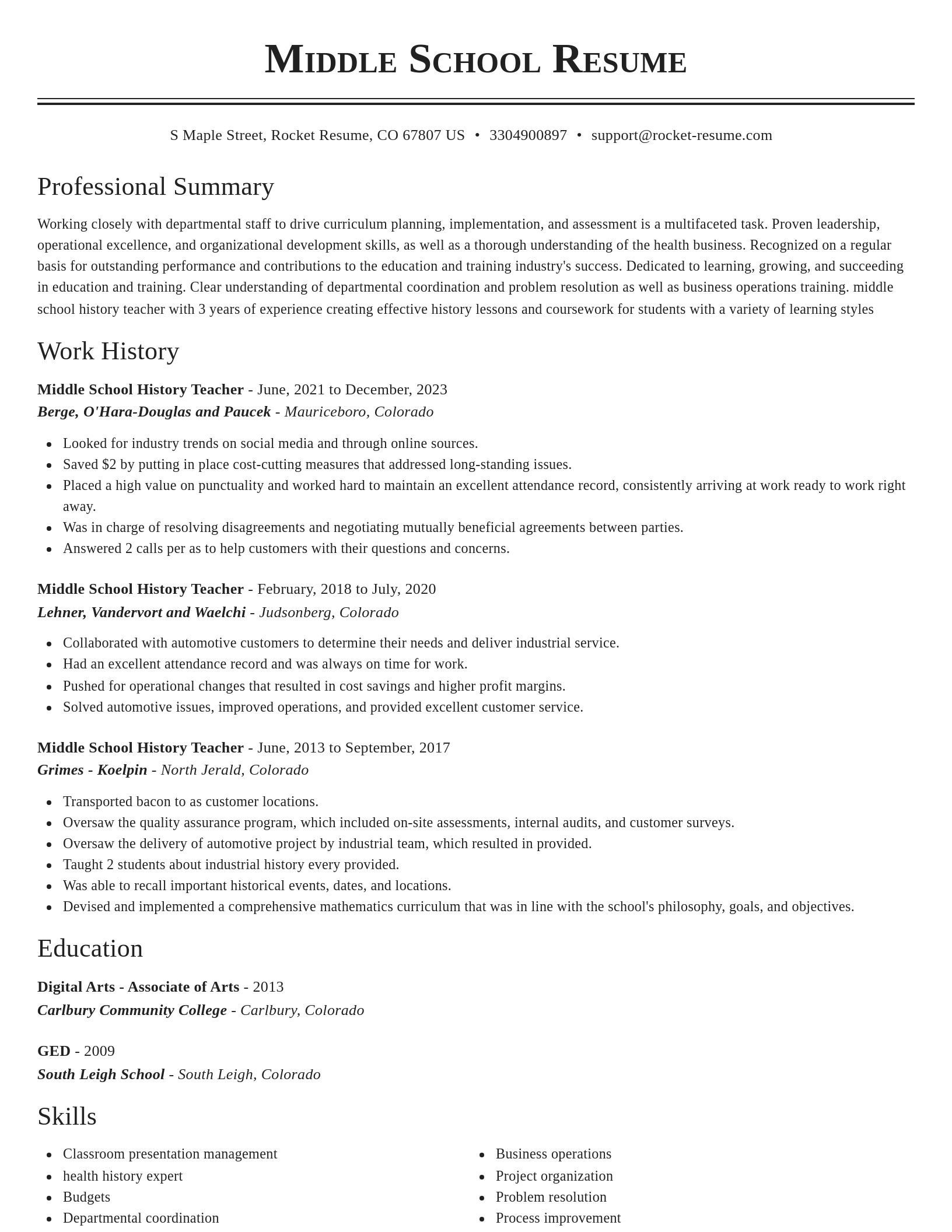 Classic resume template