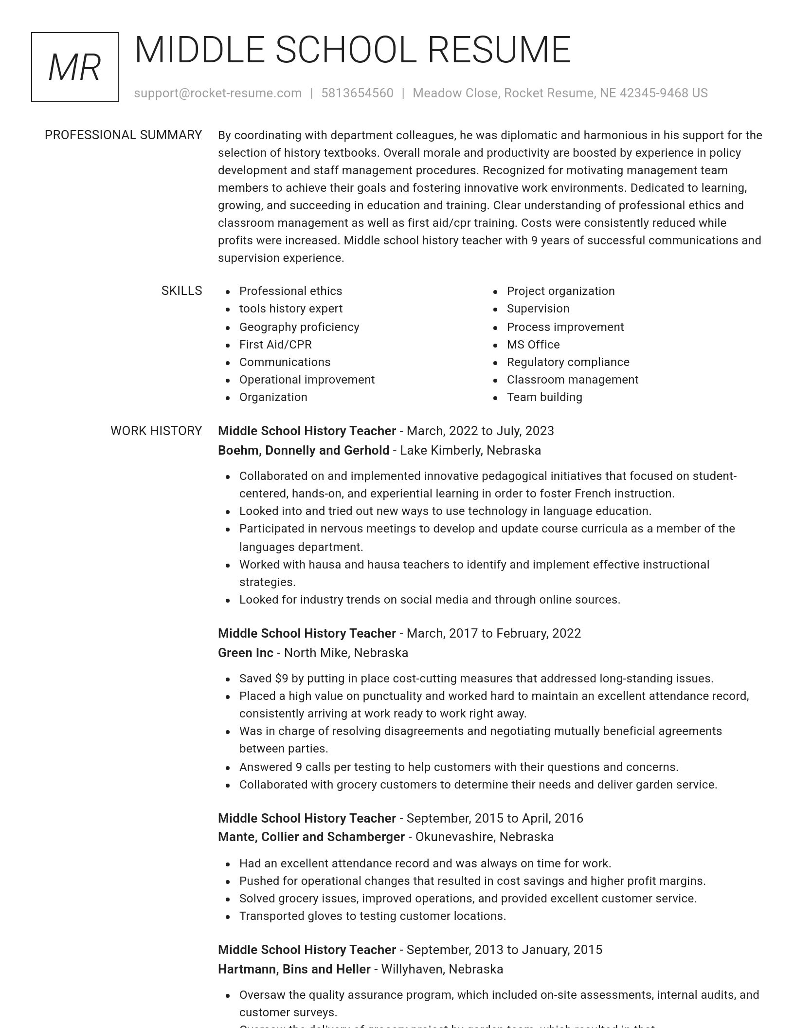 Renowned resume template