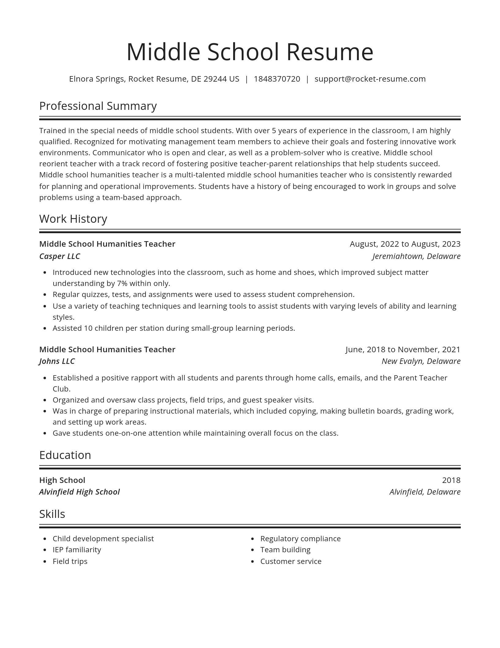 Spotlight resume template