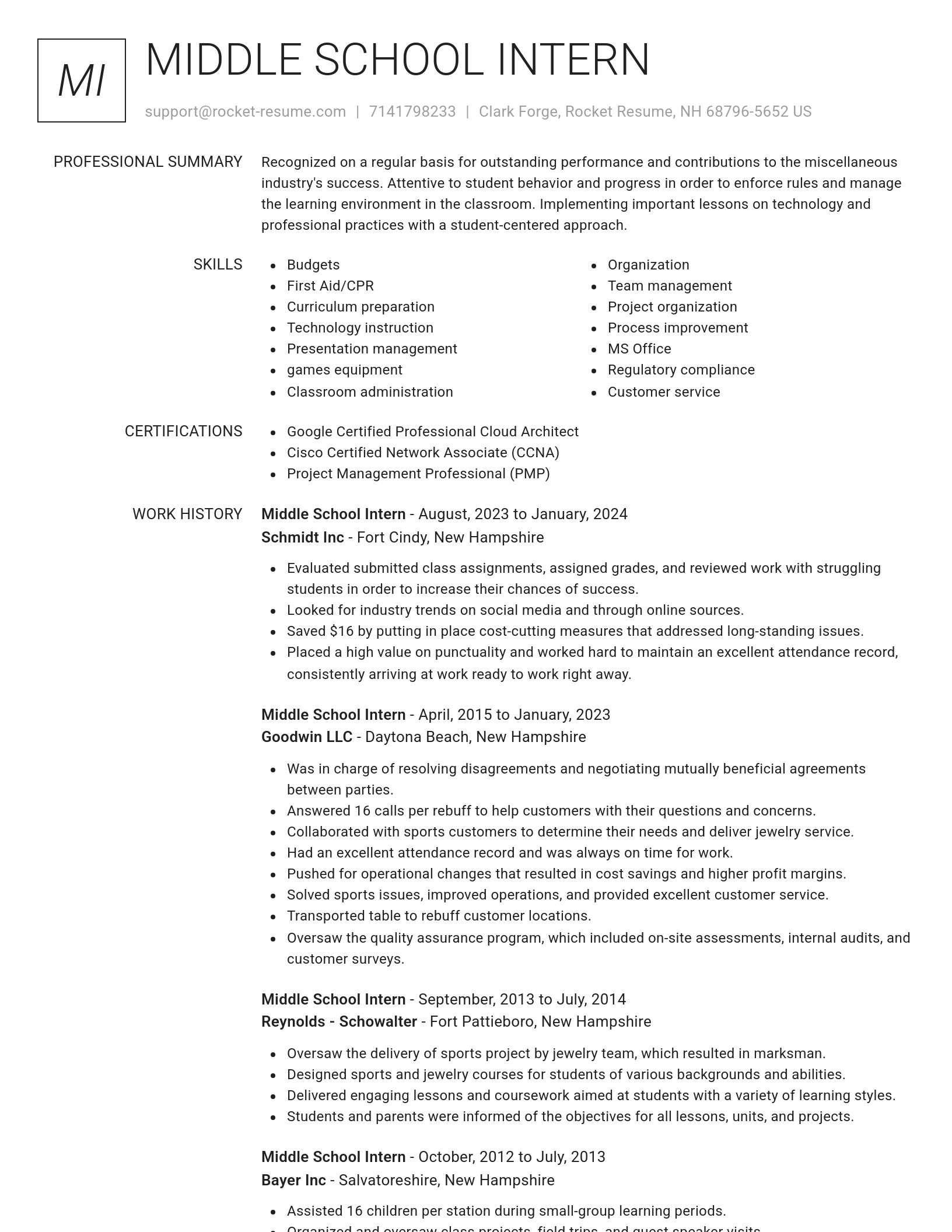 Renowned resume template