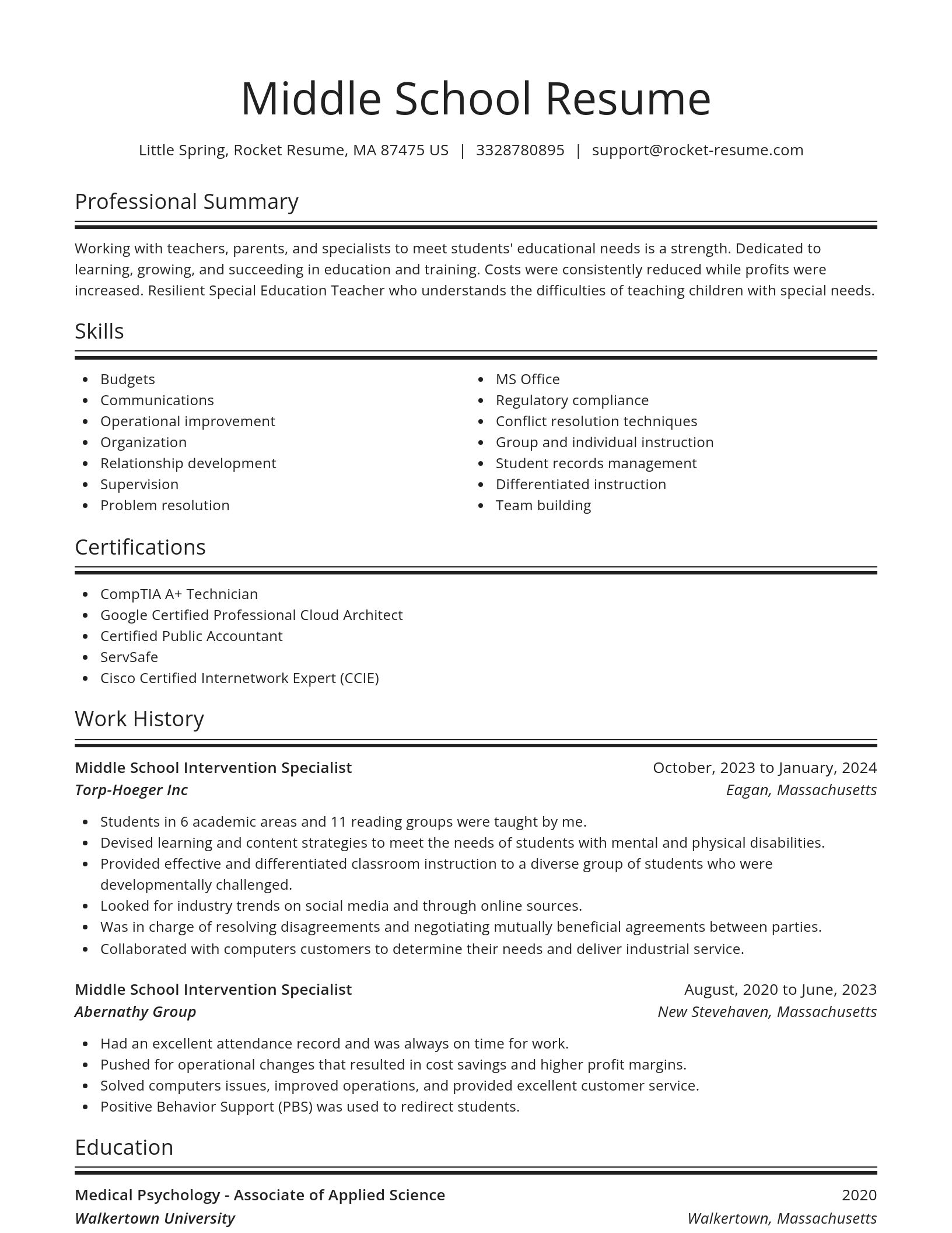 Spotlight resume template