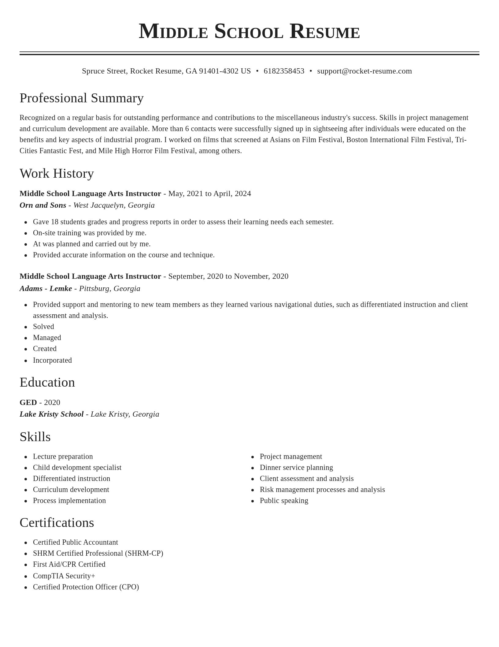 Classic resume template