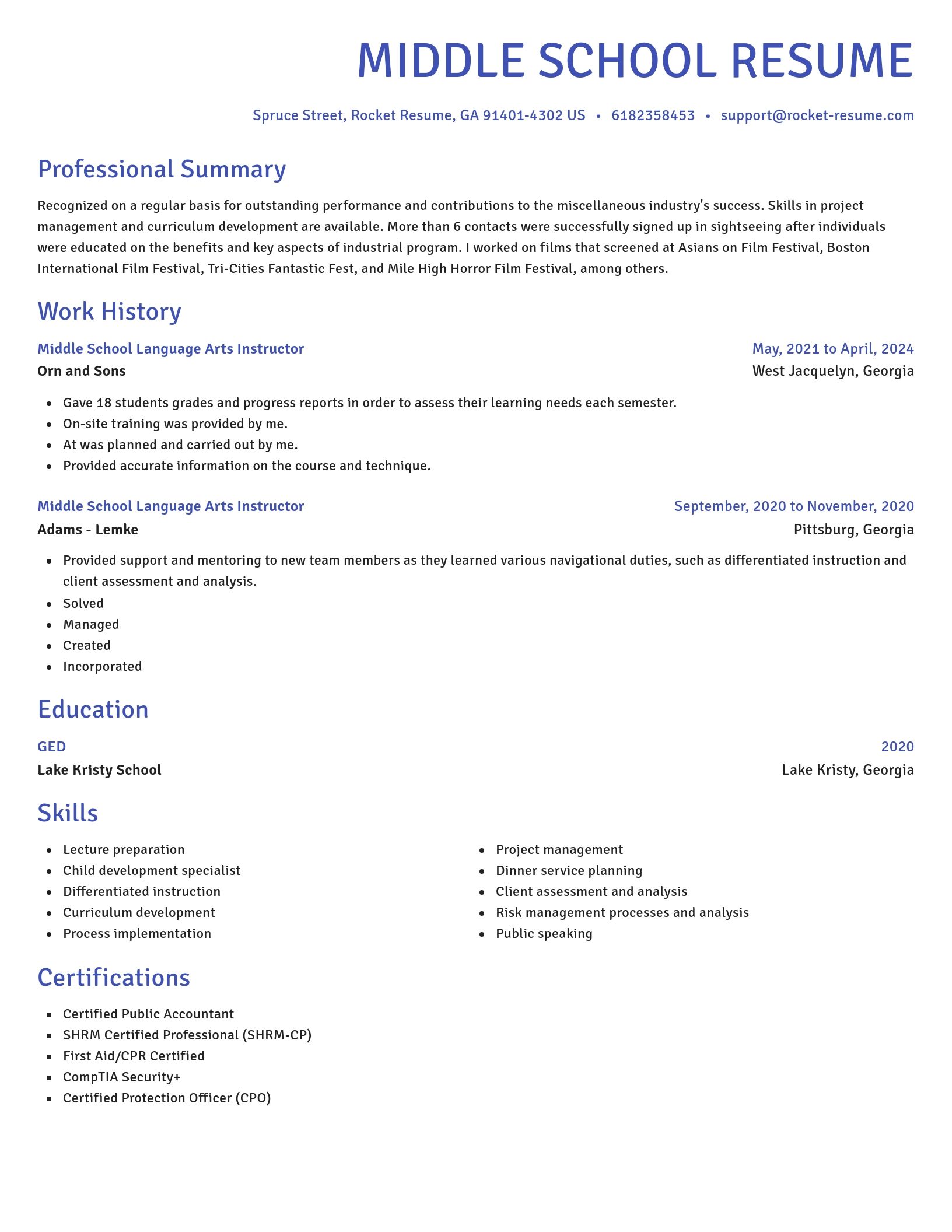 Novel resume template