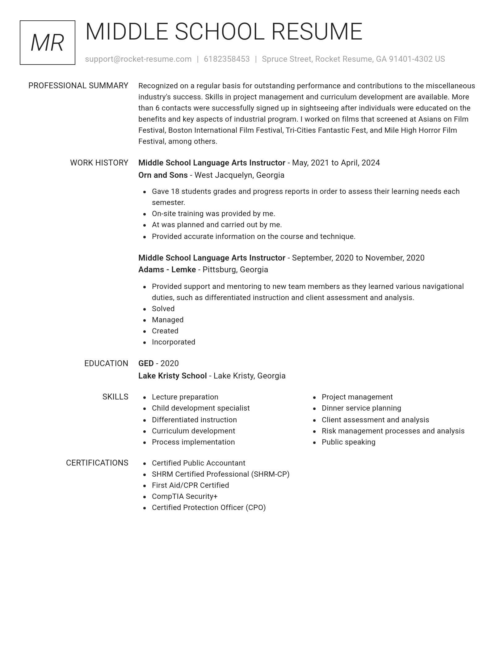 Renowned resume template