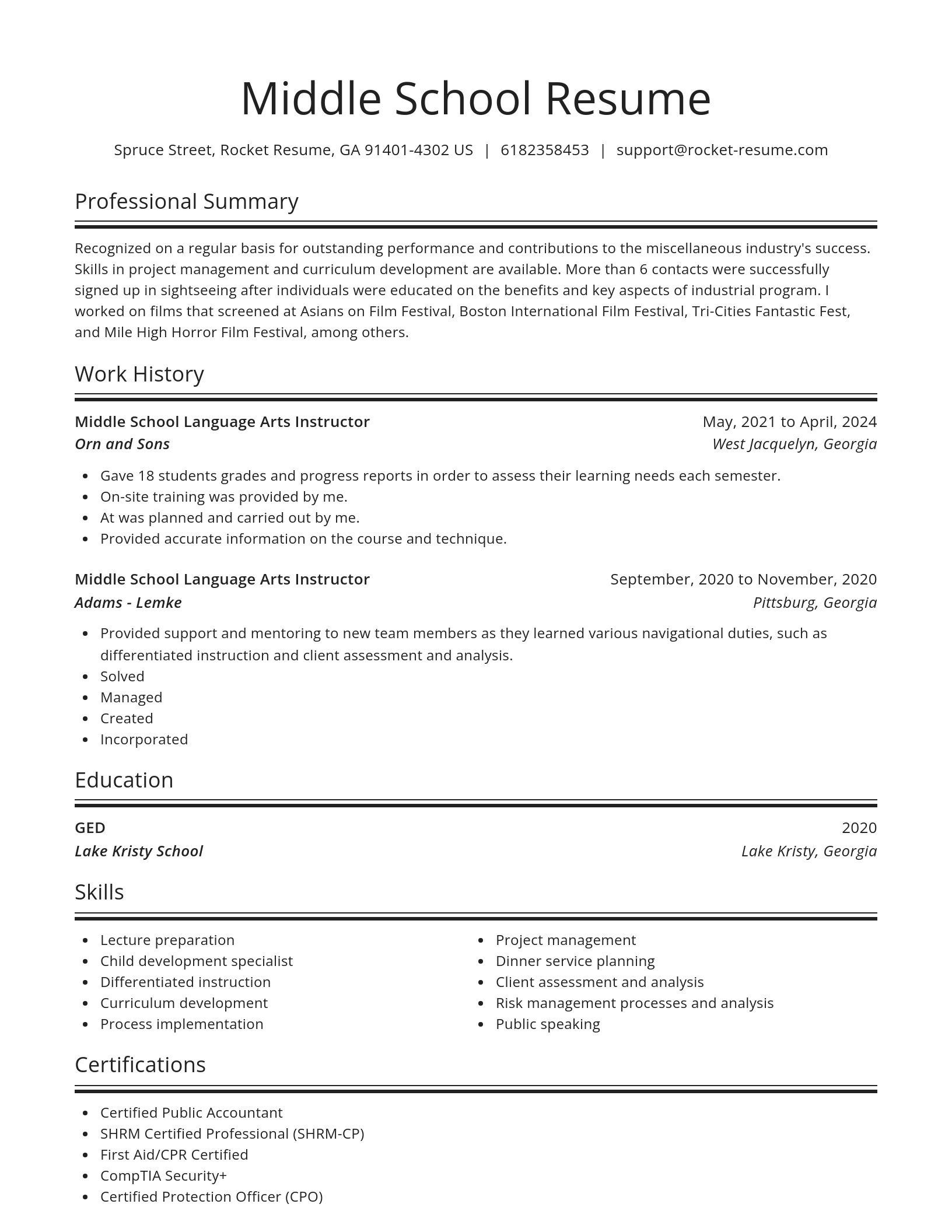 Spotlight resume template