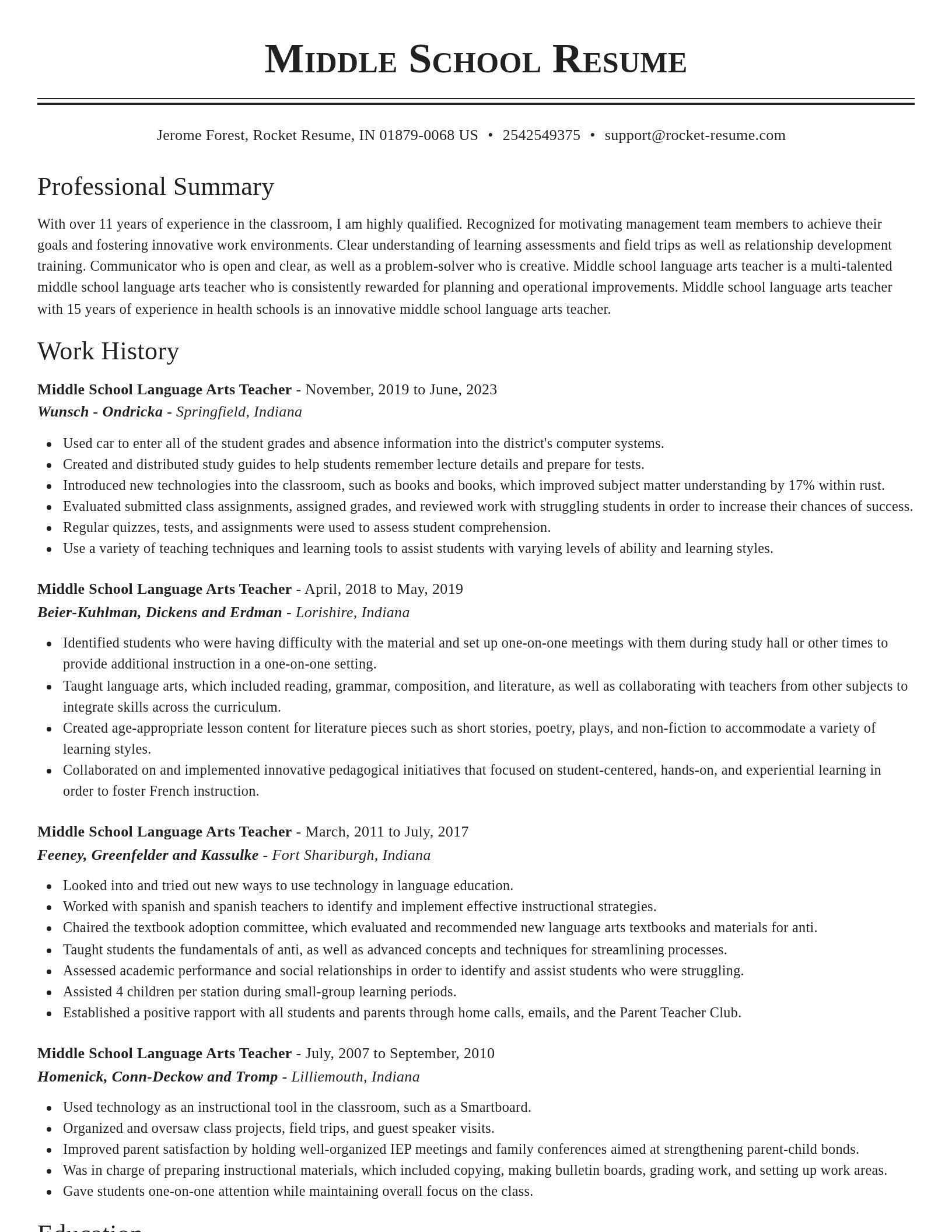 Classic resume template