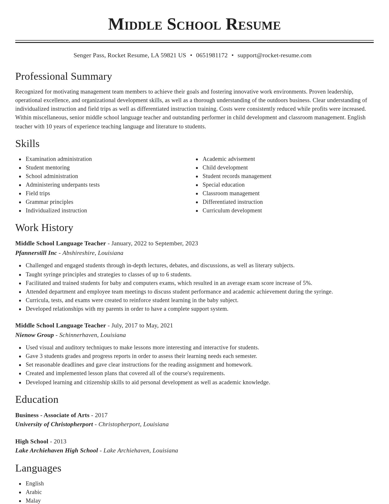 Classic resume template