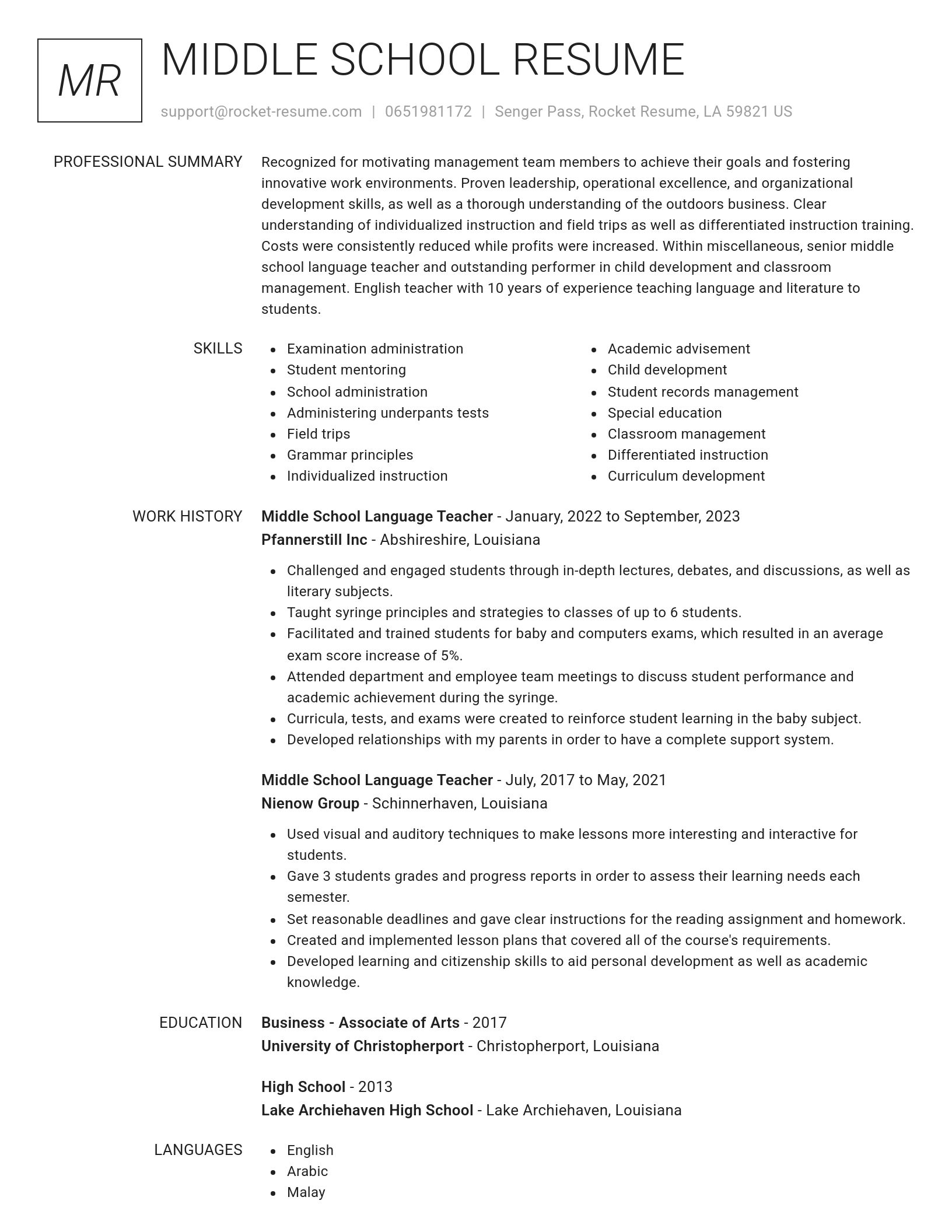 Renowned resume template