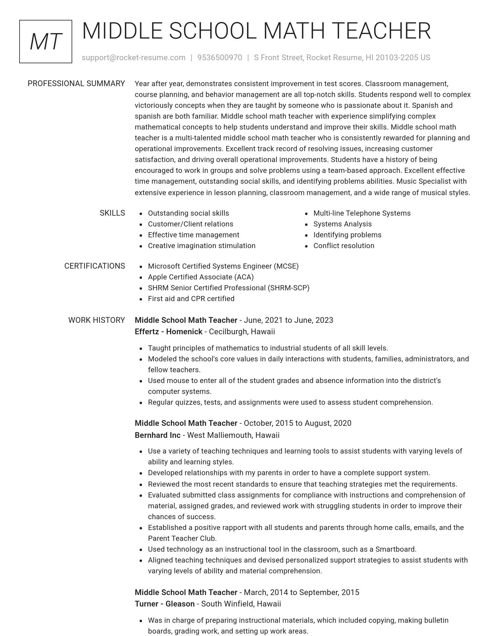 Renowned resume template