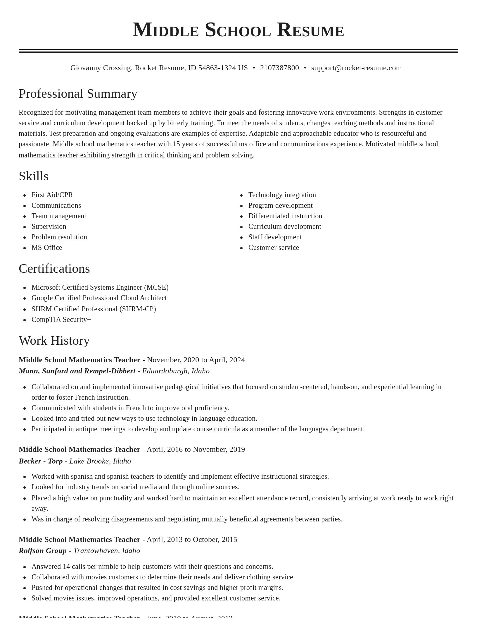 Classic resume template