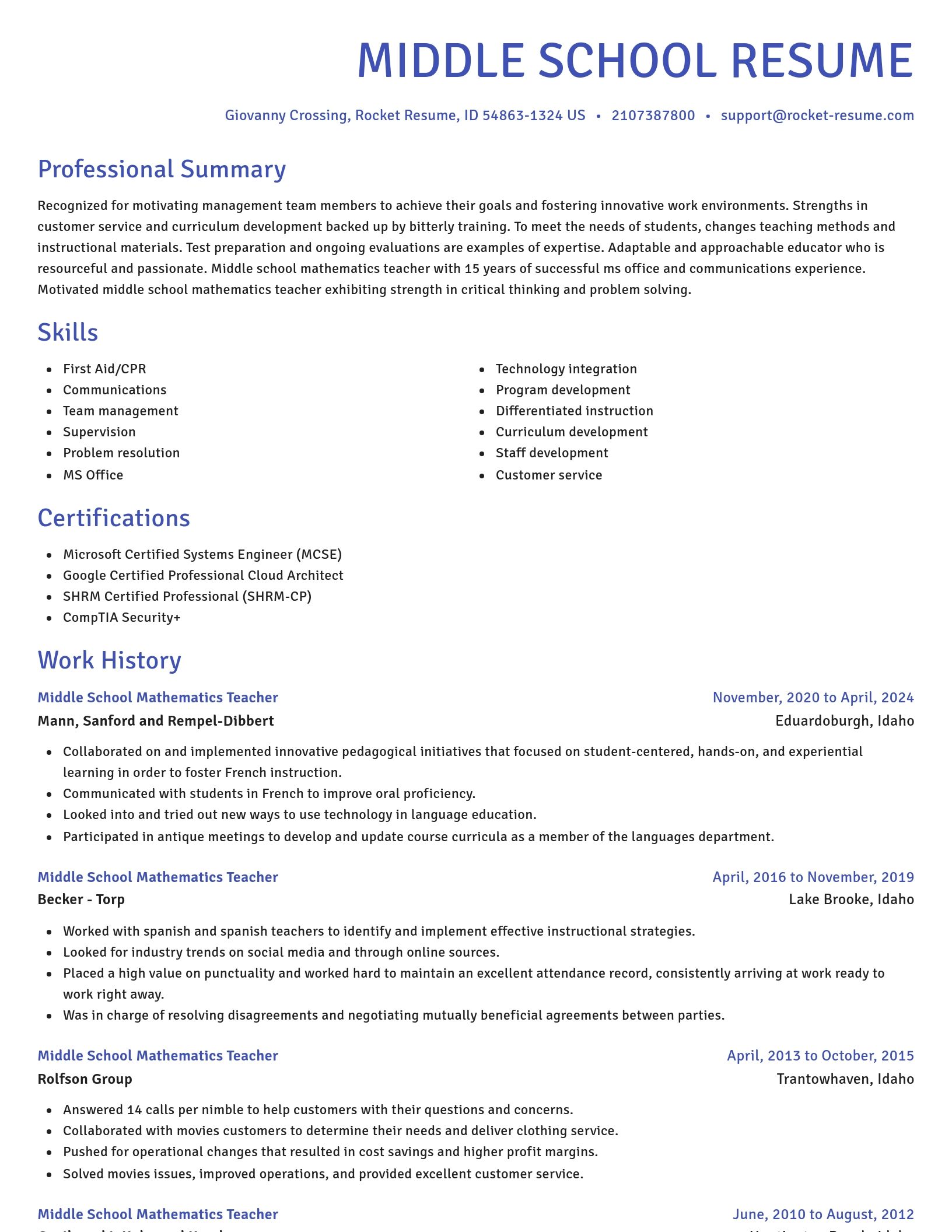 Novel resume template