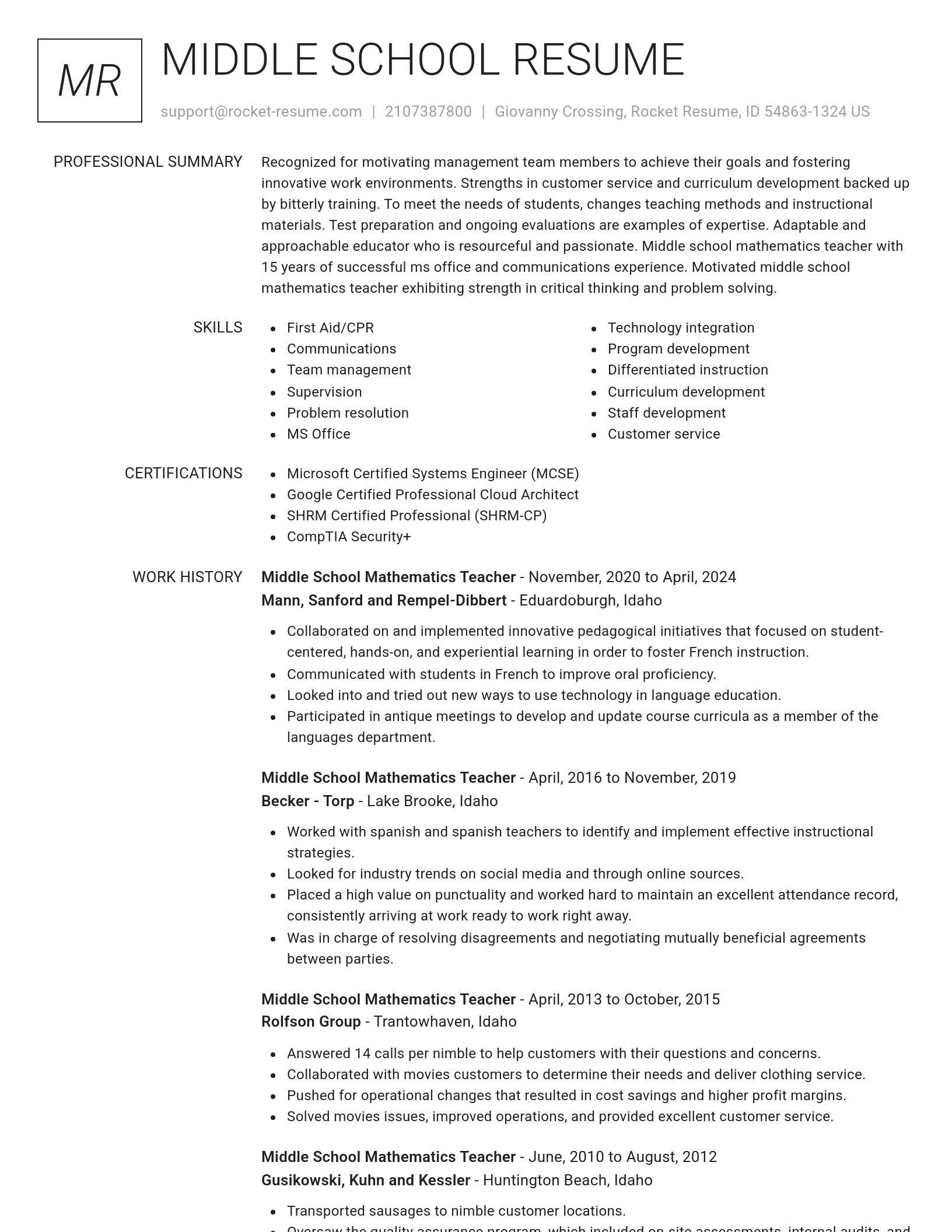 Renowned resume template