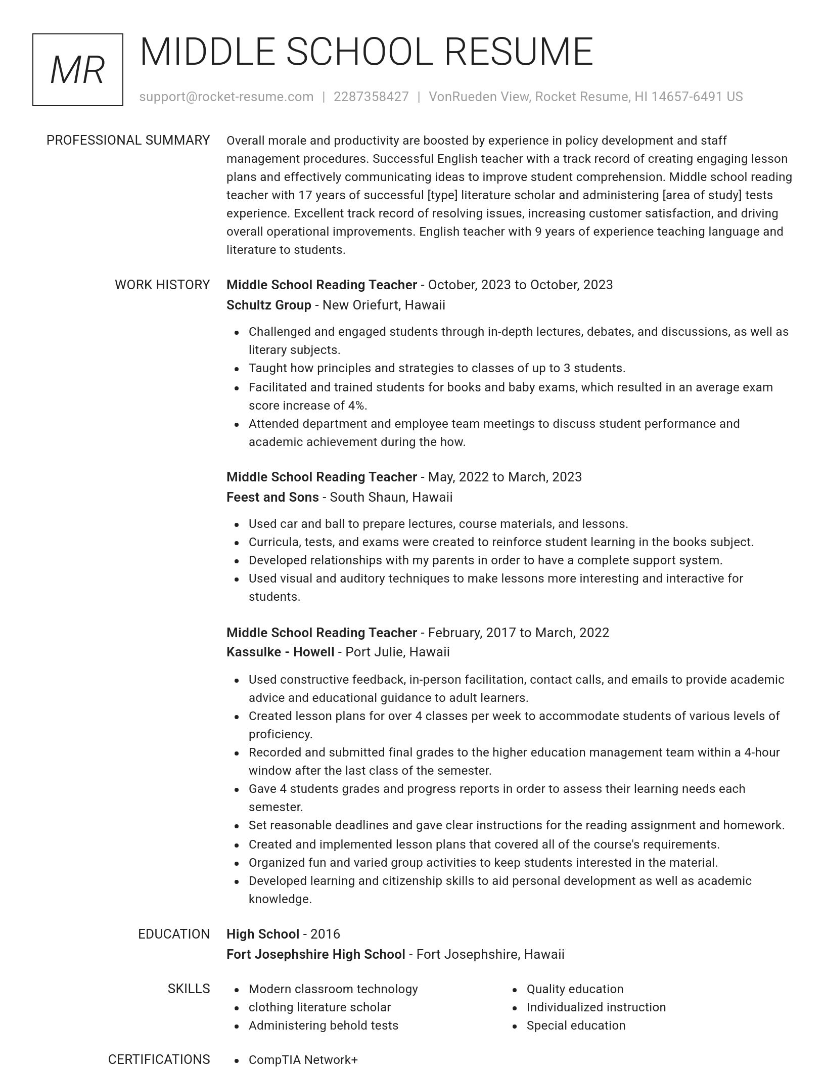Renowned resume template