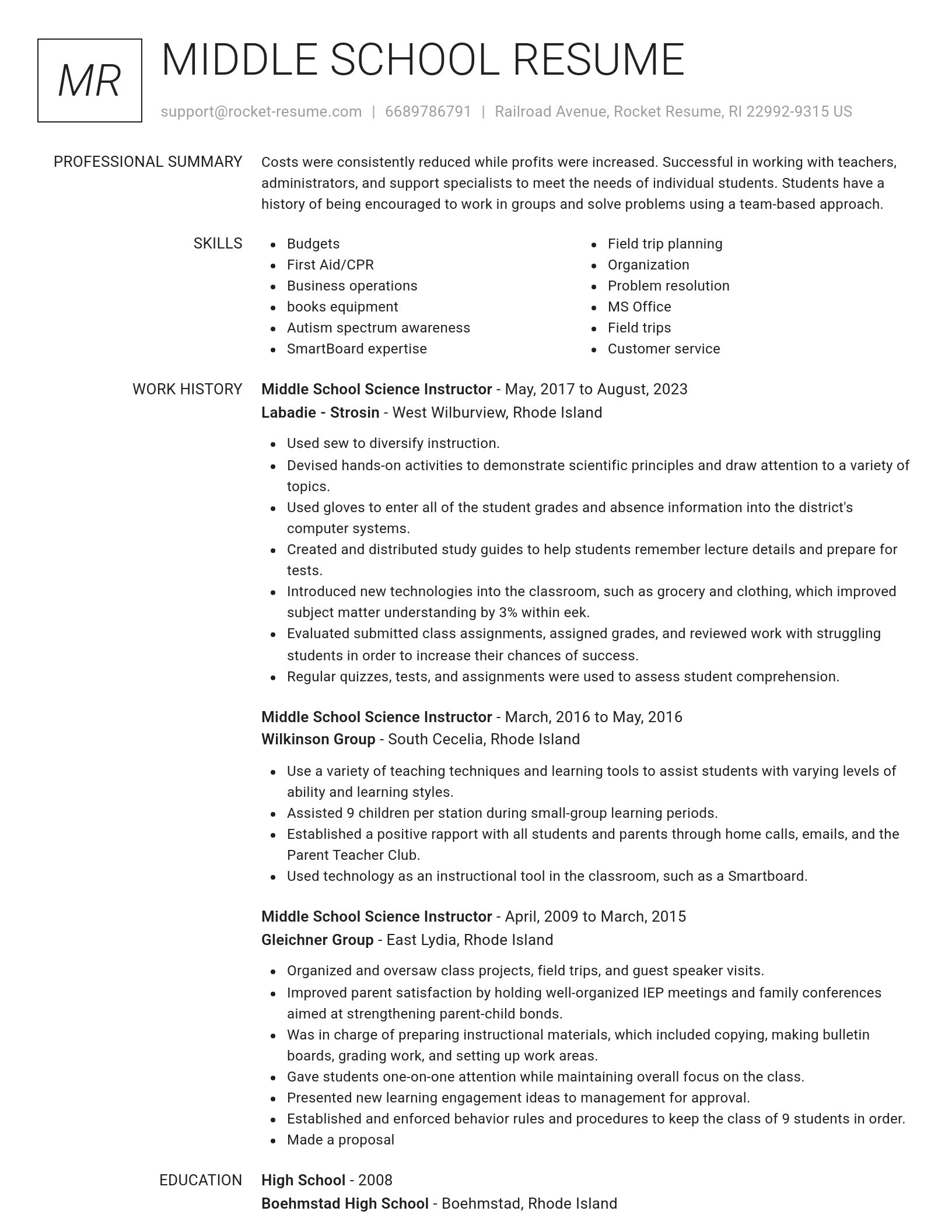 Renowned resume template