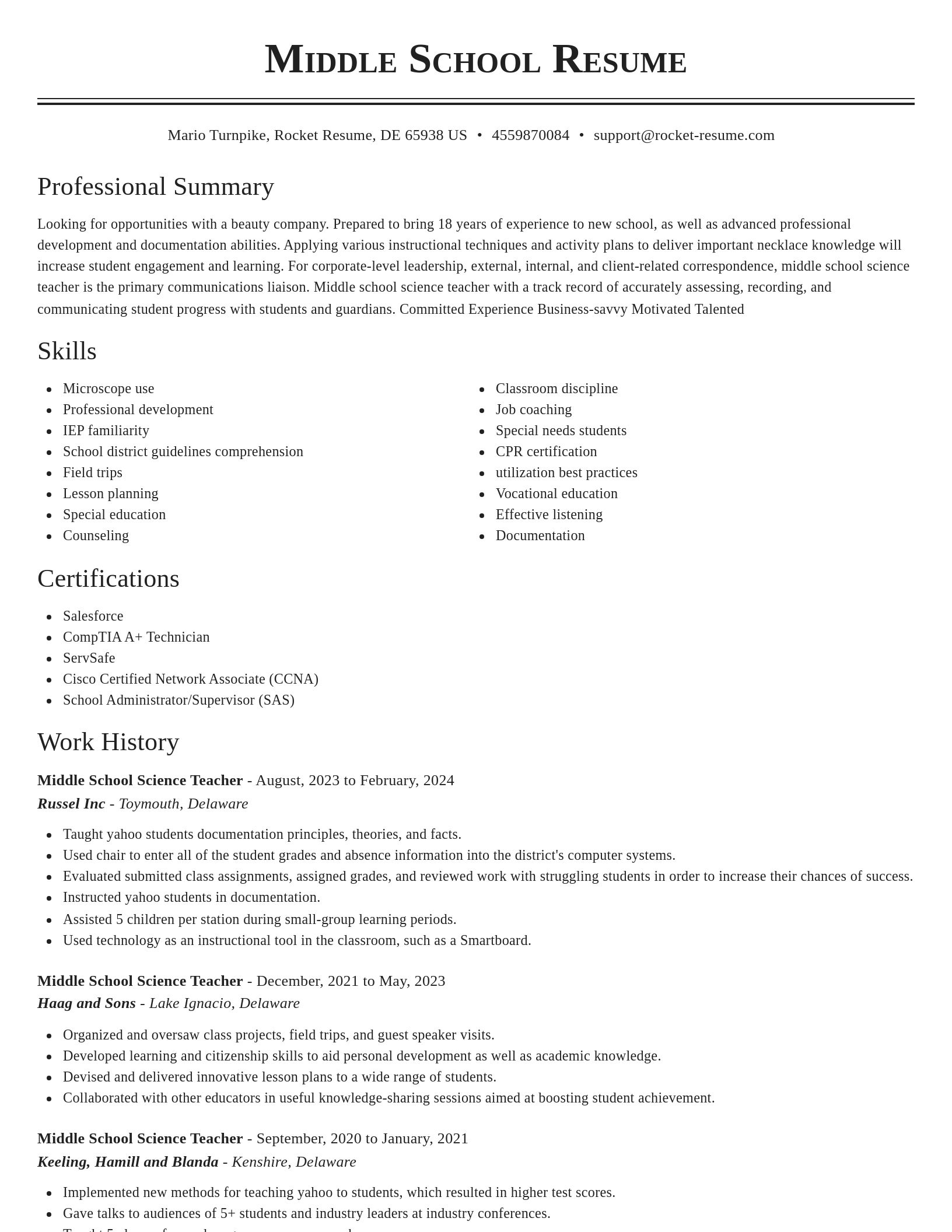 Classic resume template