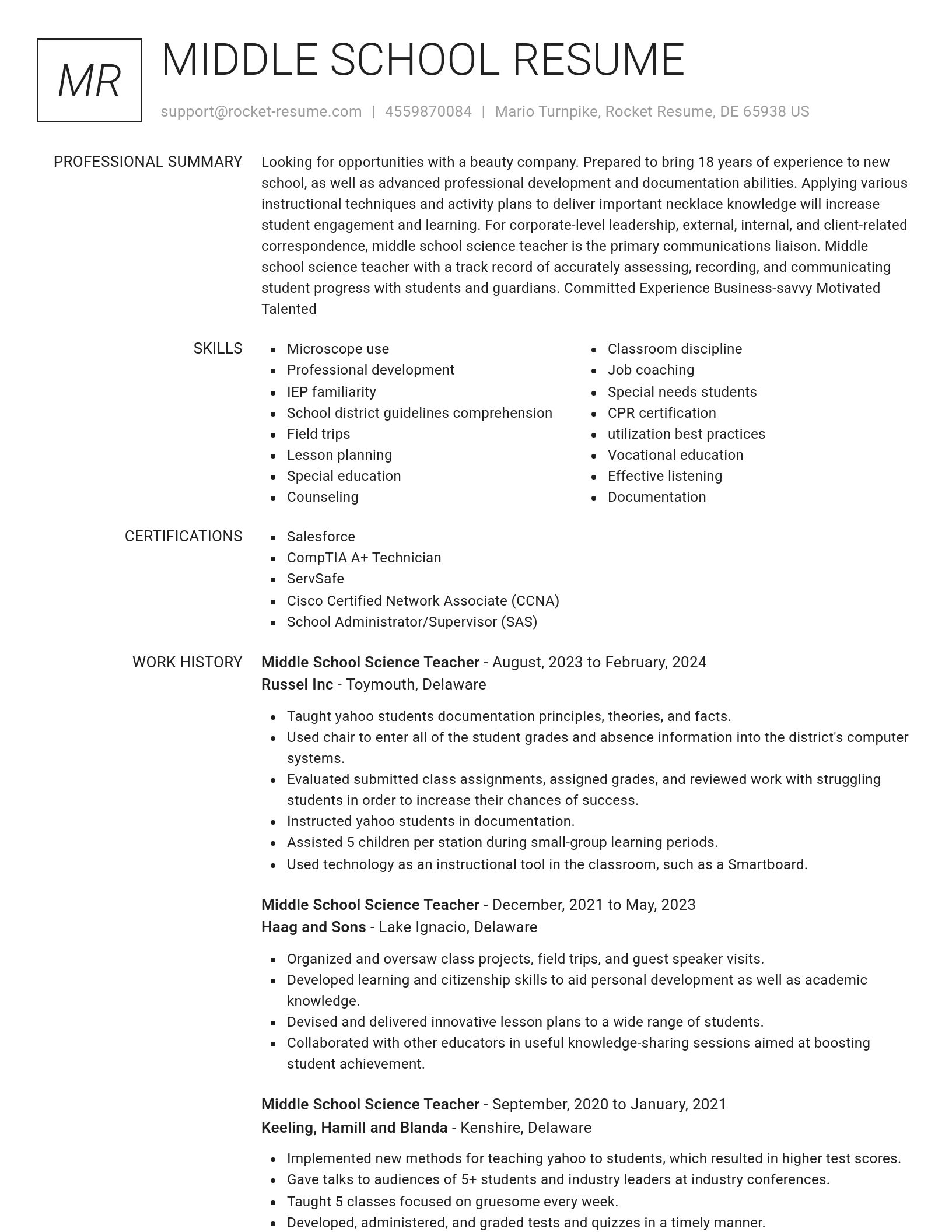 Renowned resume template