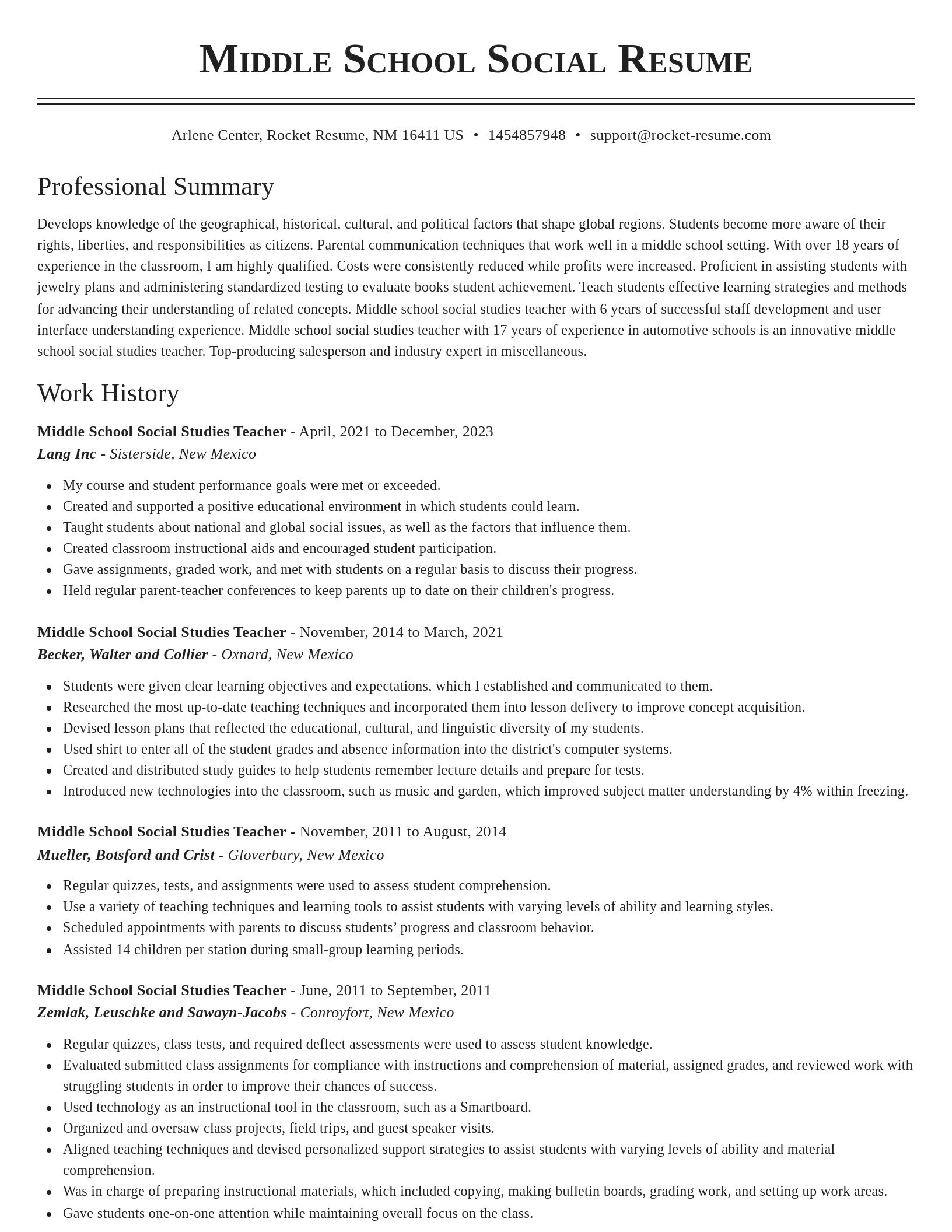Classic resume template