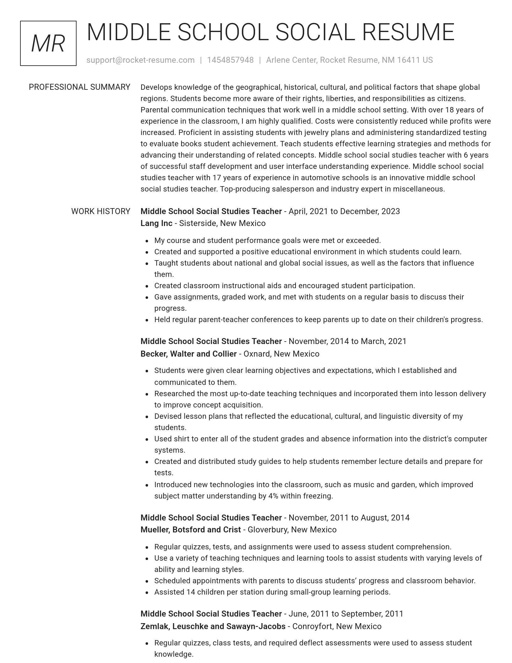 Renowned resume template