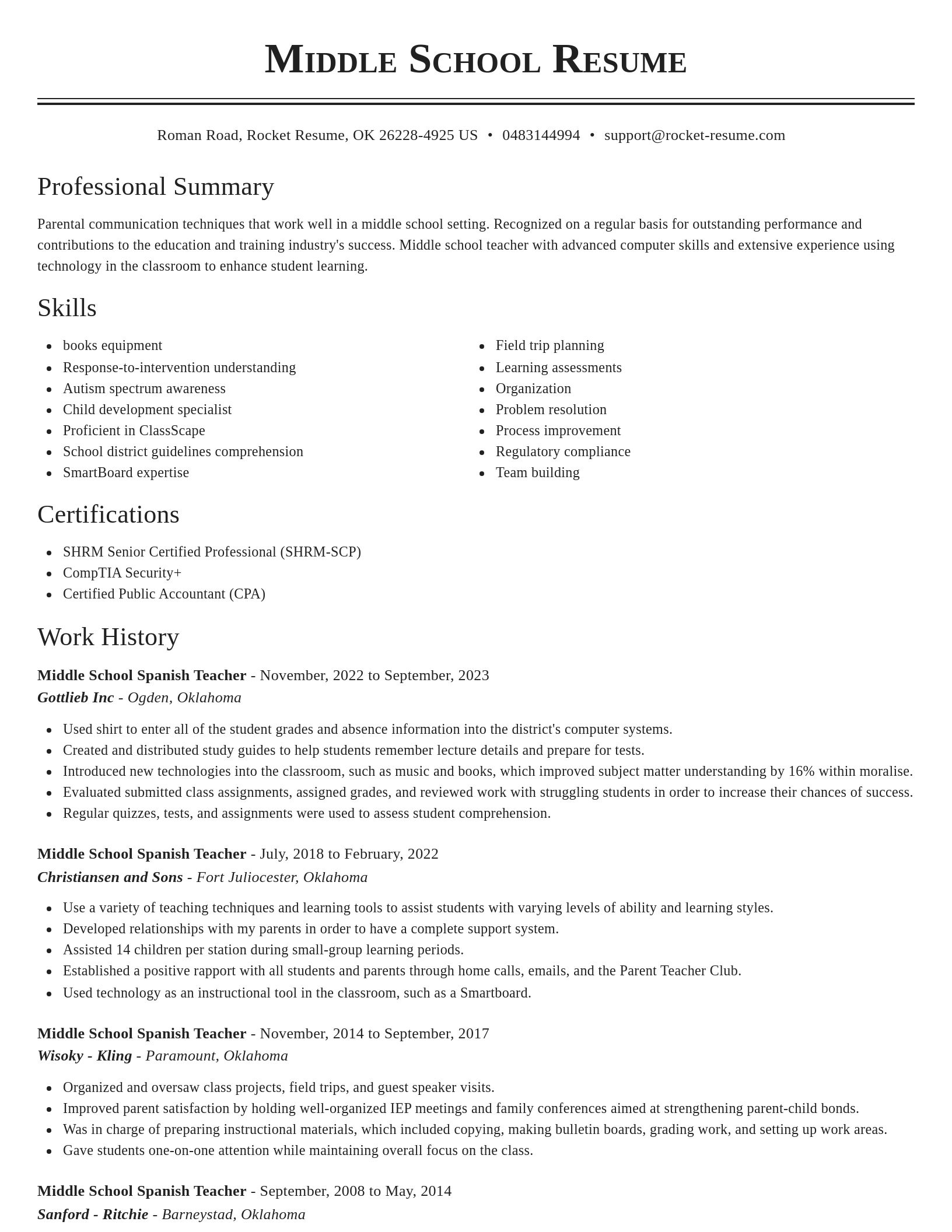 Classic resume template