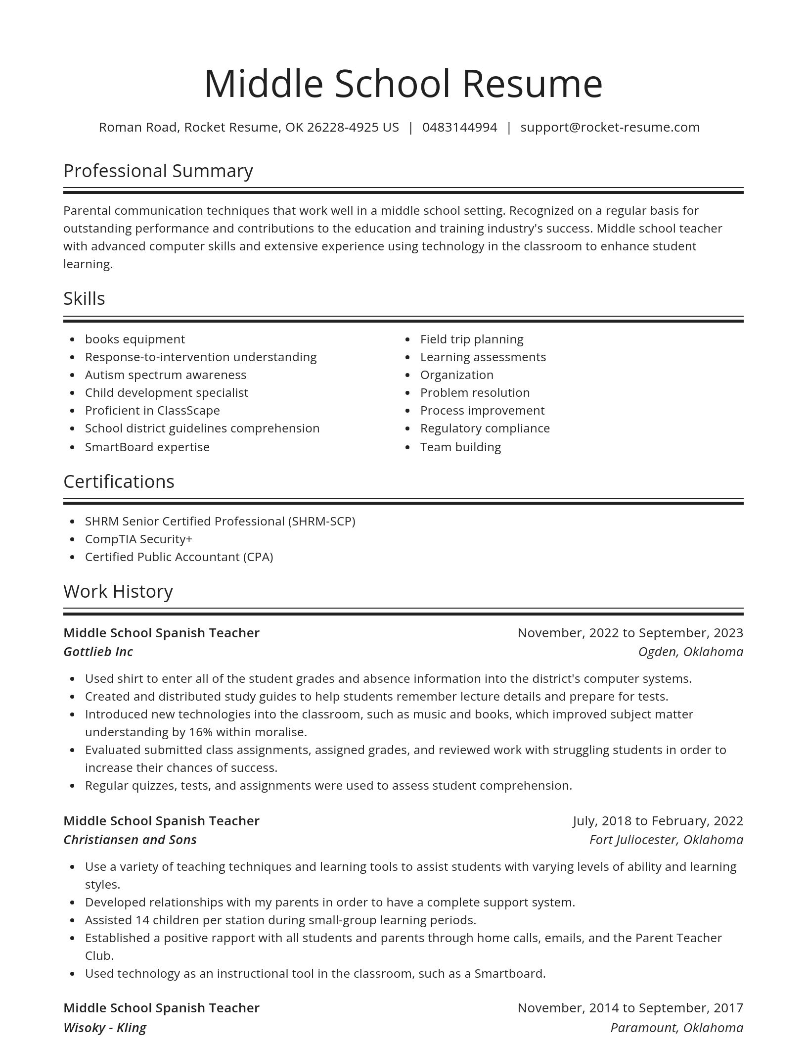 Spotlight resume template
