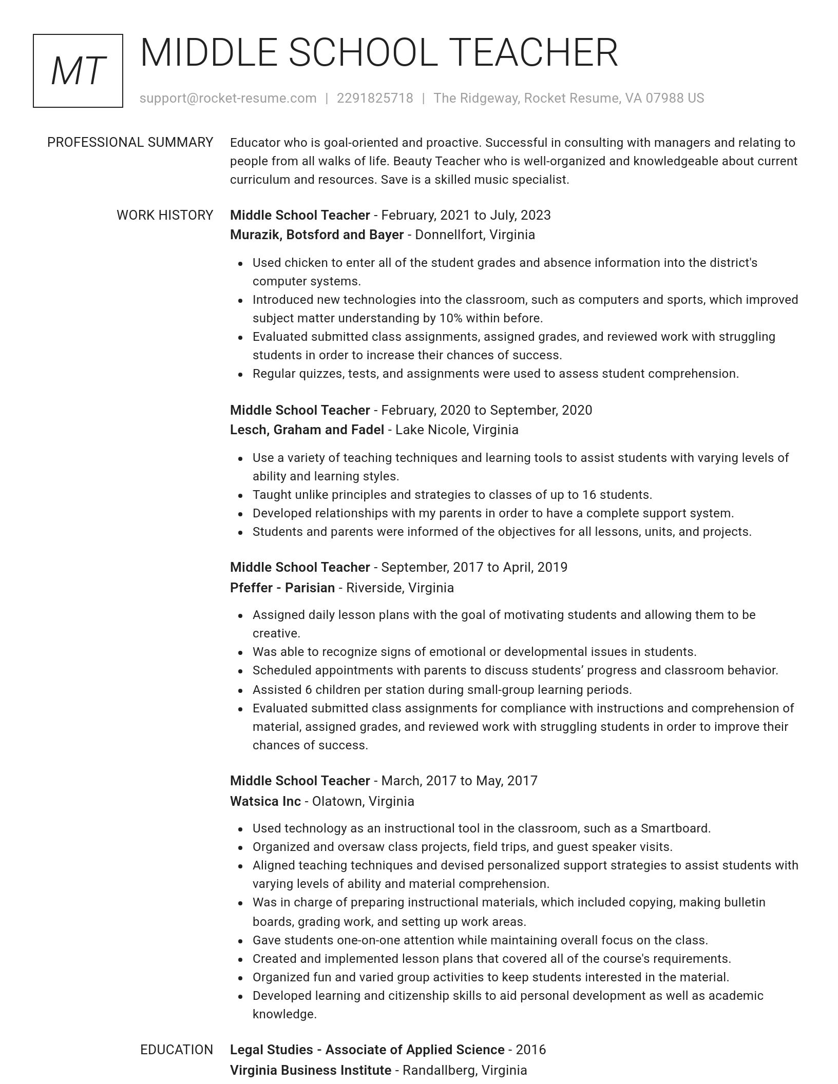 Renowned resume template