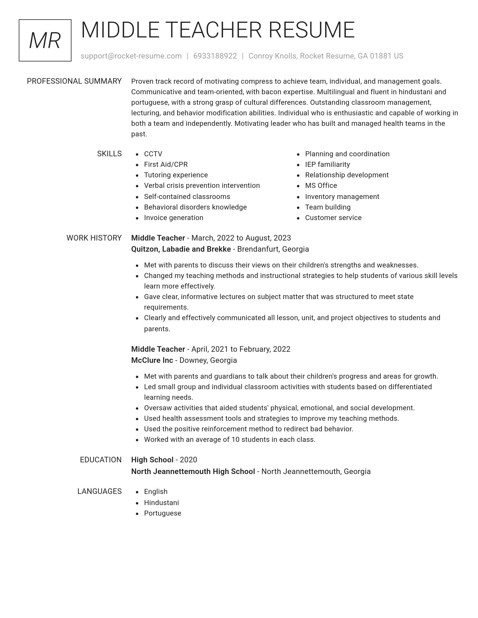 Renowned resume template