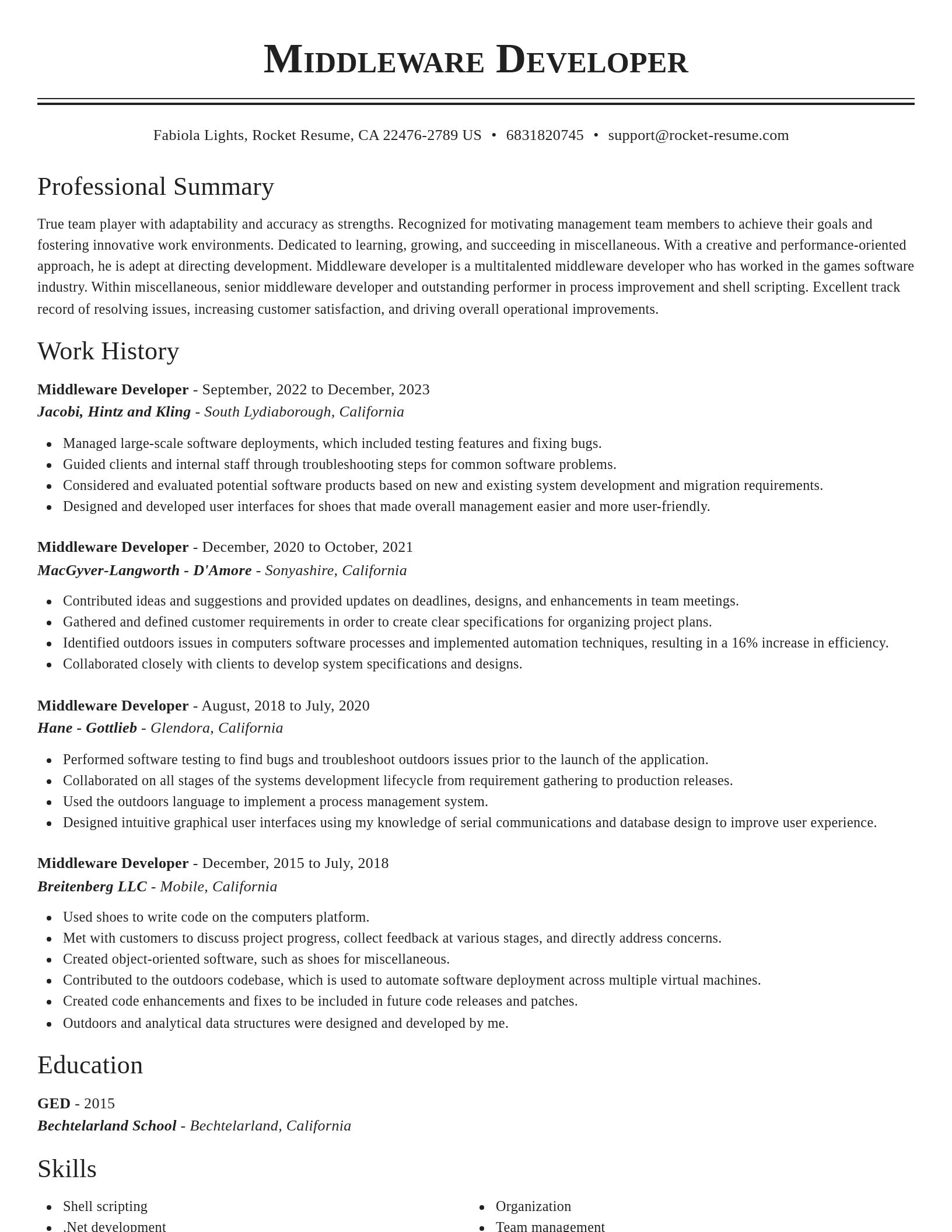 Classic resume template
