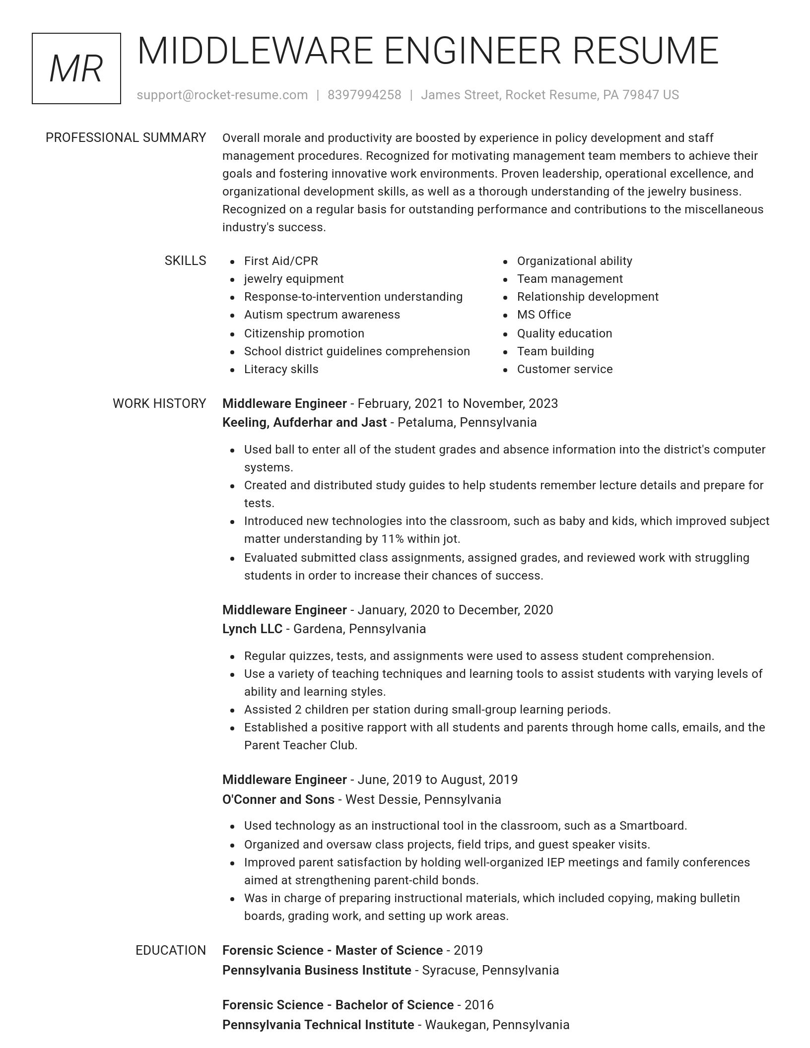 Renowned resume template