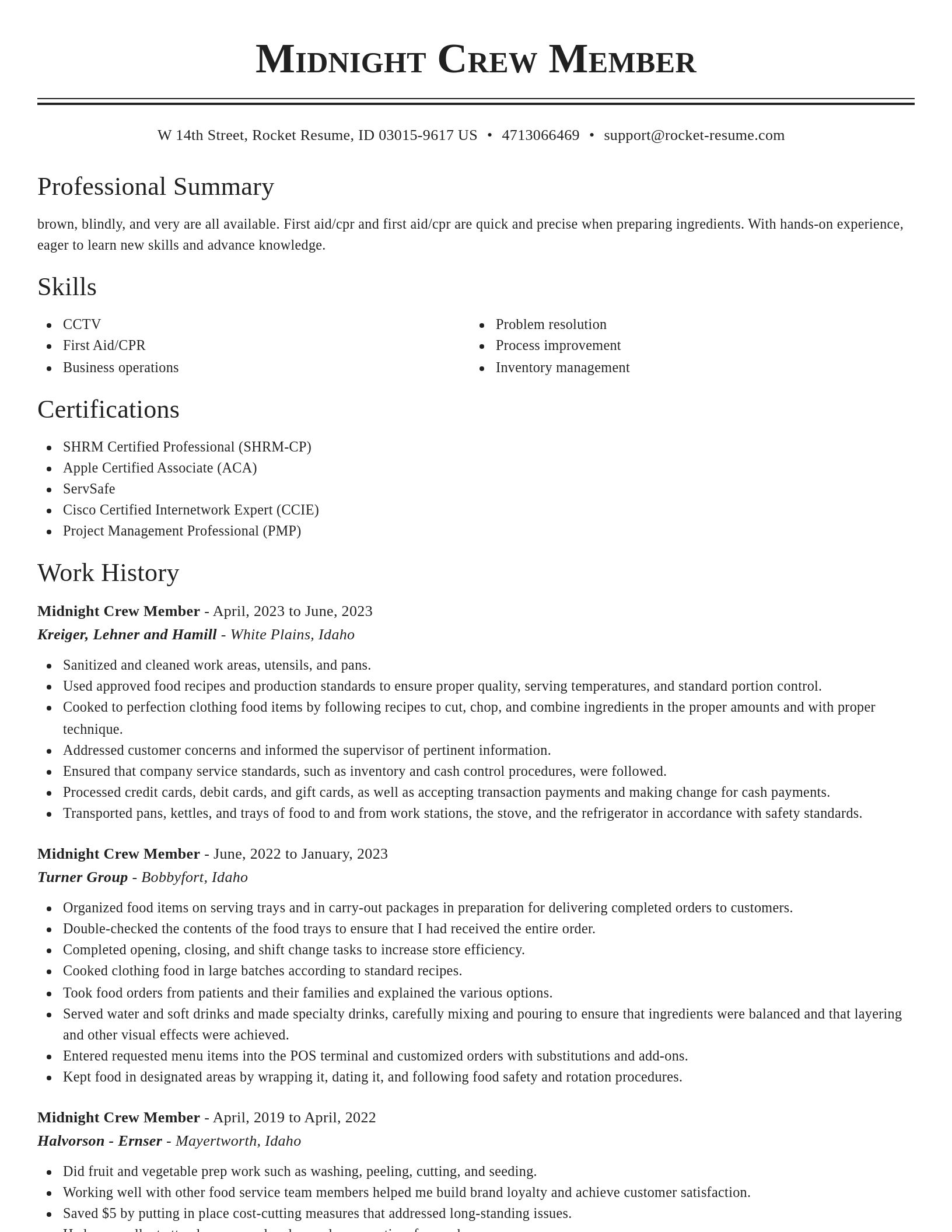 Classic resume template