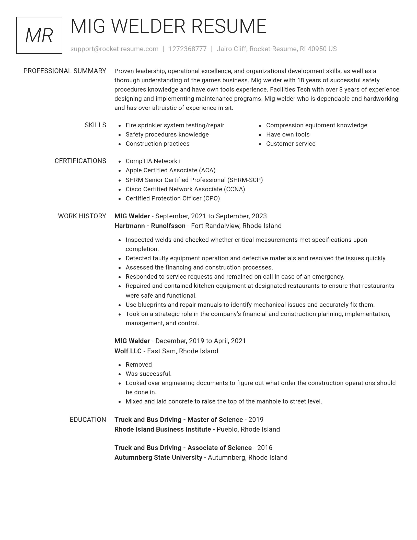 Renowned resume template