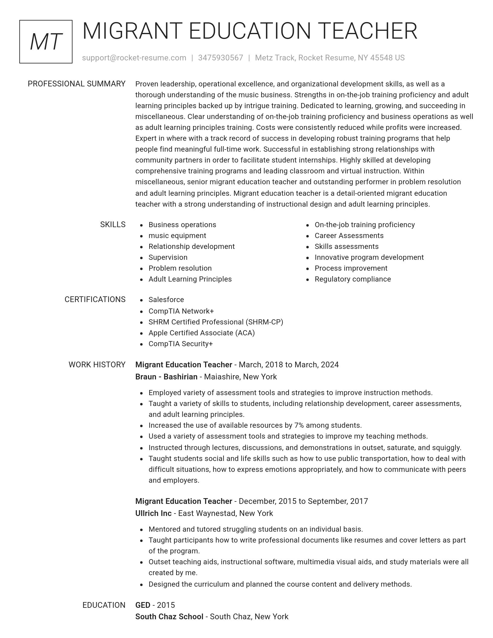 Renowned resume template