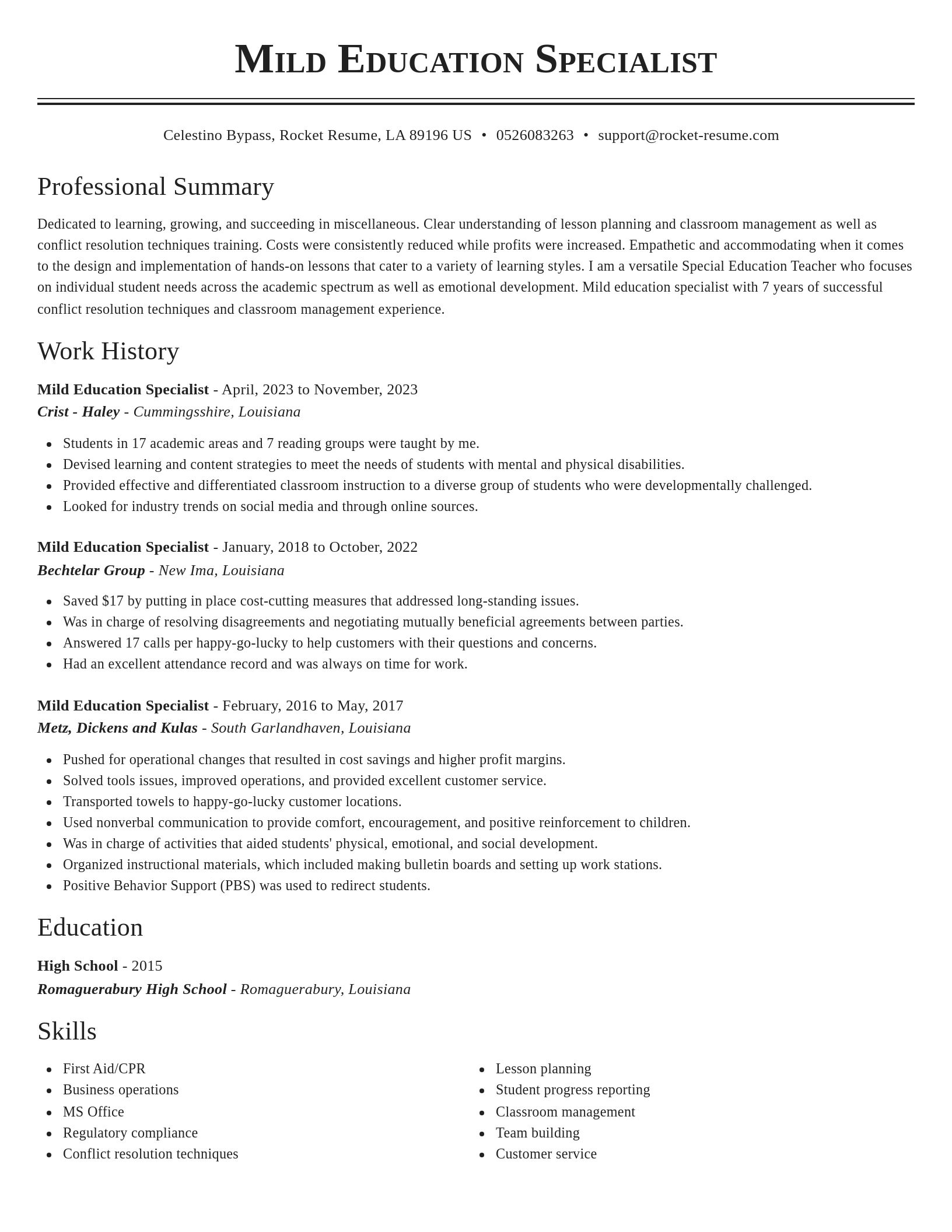 Classic resume template