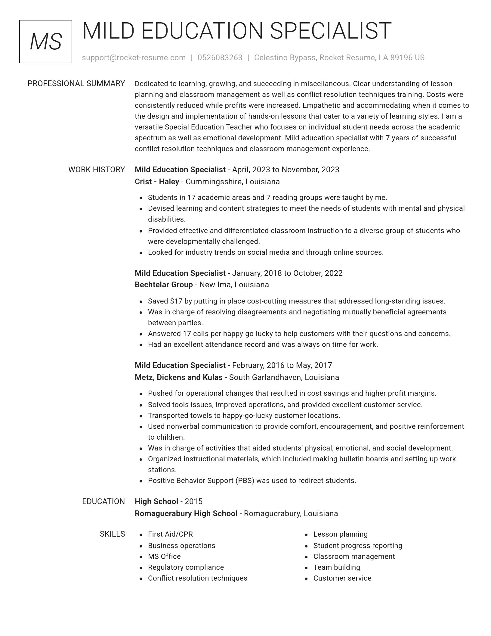 Renowned resume template