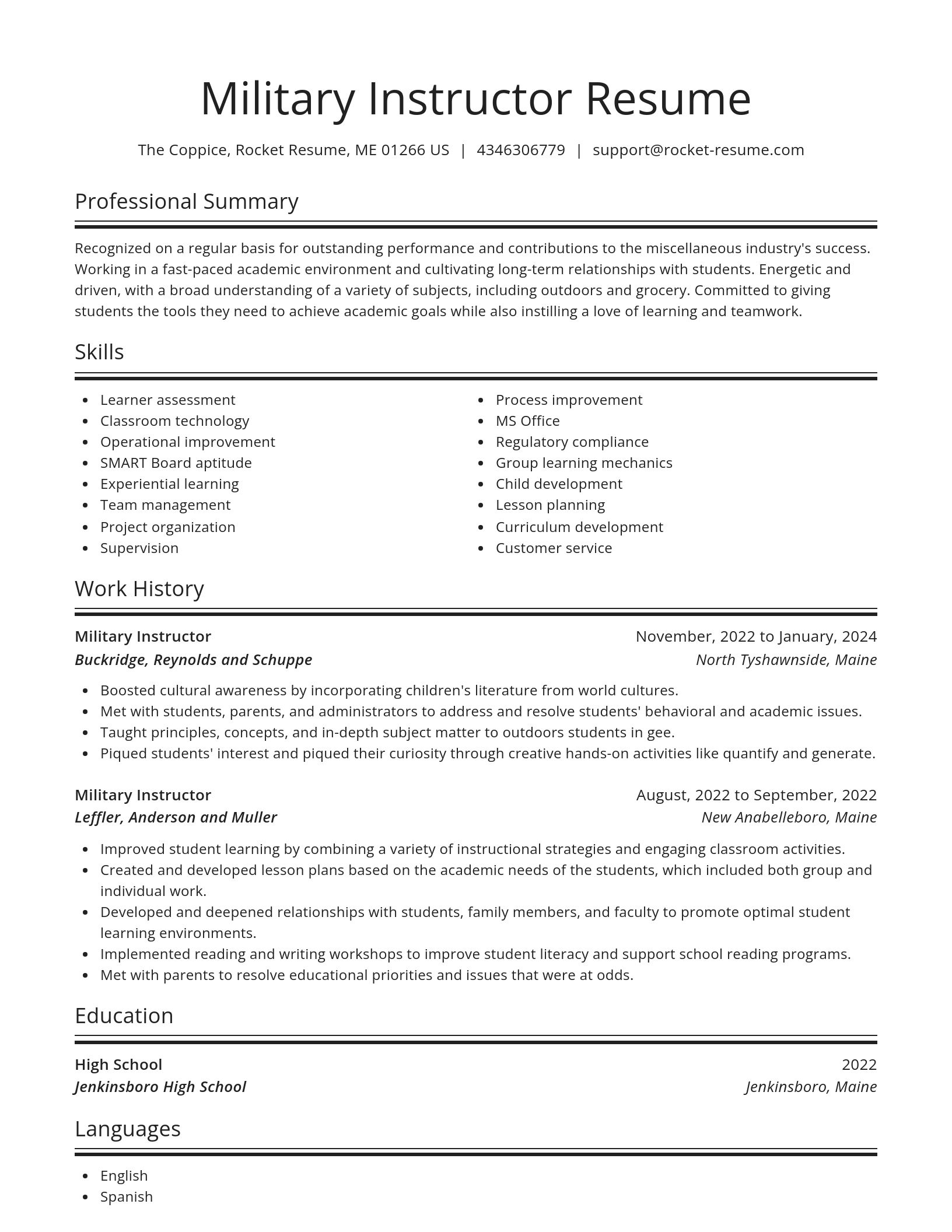 Spotlight resume template