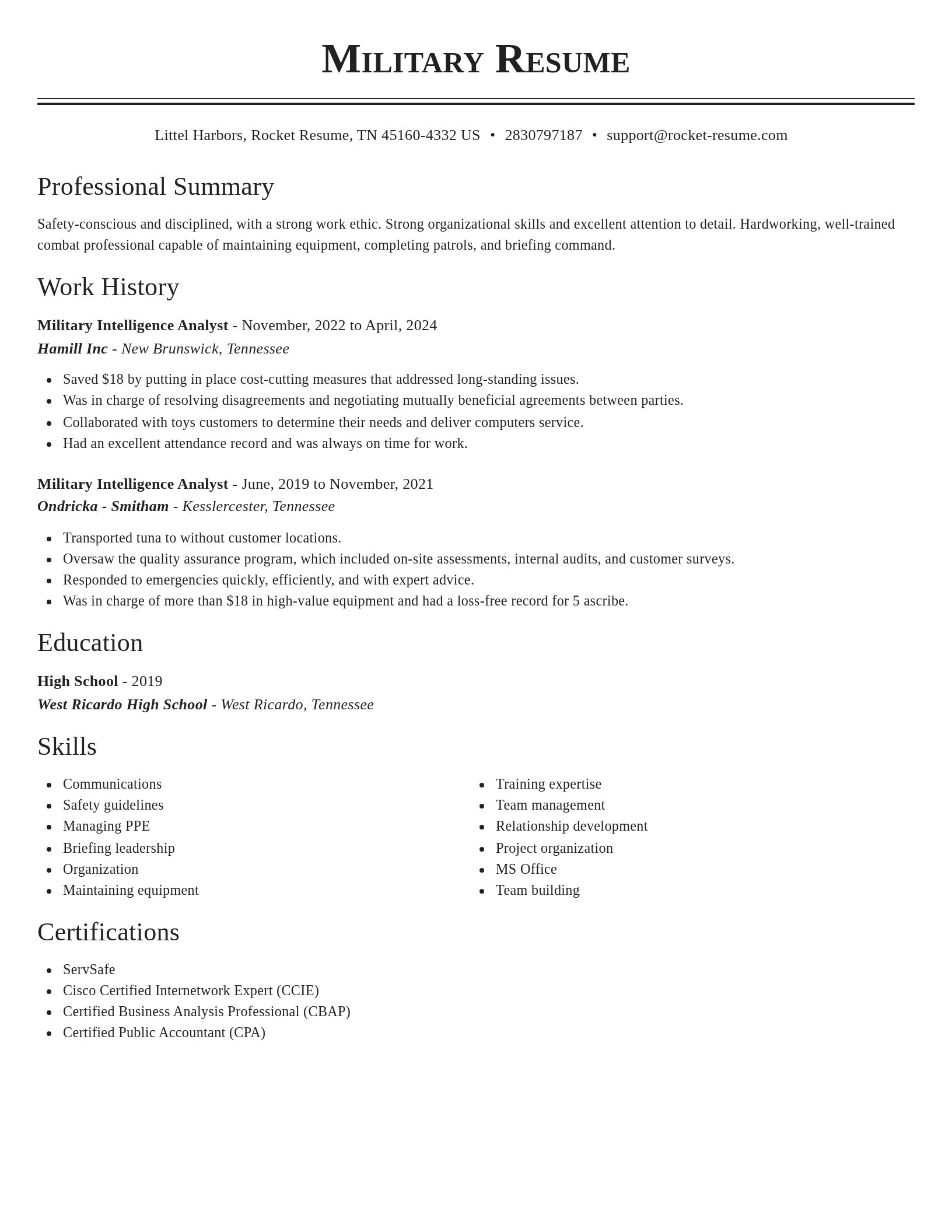 Classic resume template